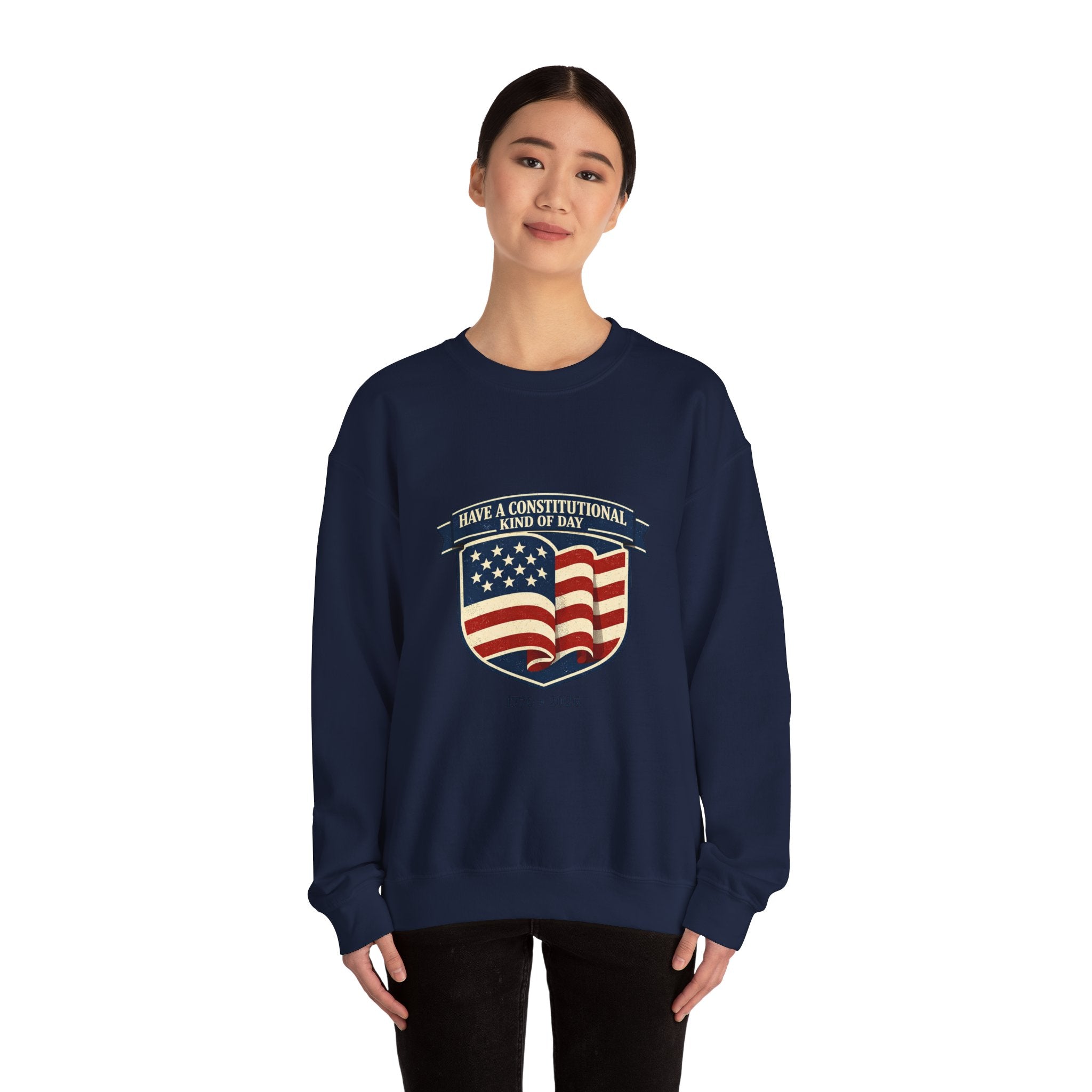 USA 250 Vintage Distressed Flag Crest Crewneck Sweatshirt | 1776–2026 Memorial Day