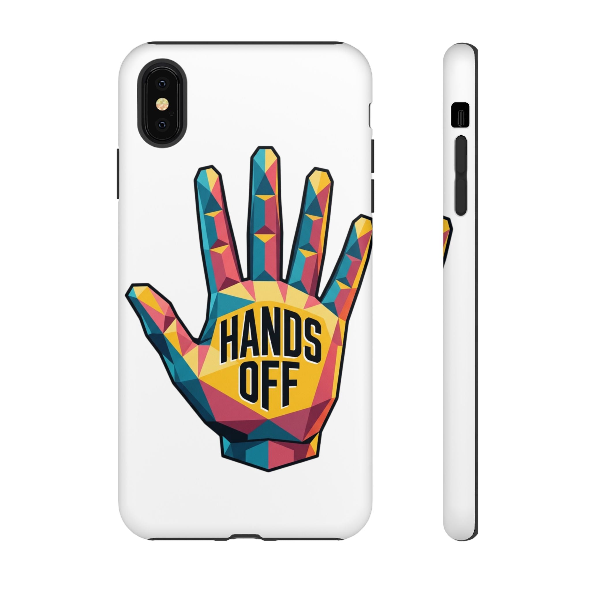 Hands Off Phone Case — Bold Geometric Palm Graphic