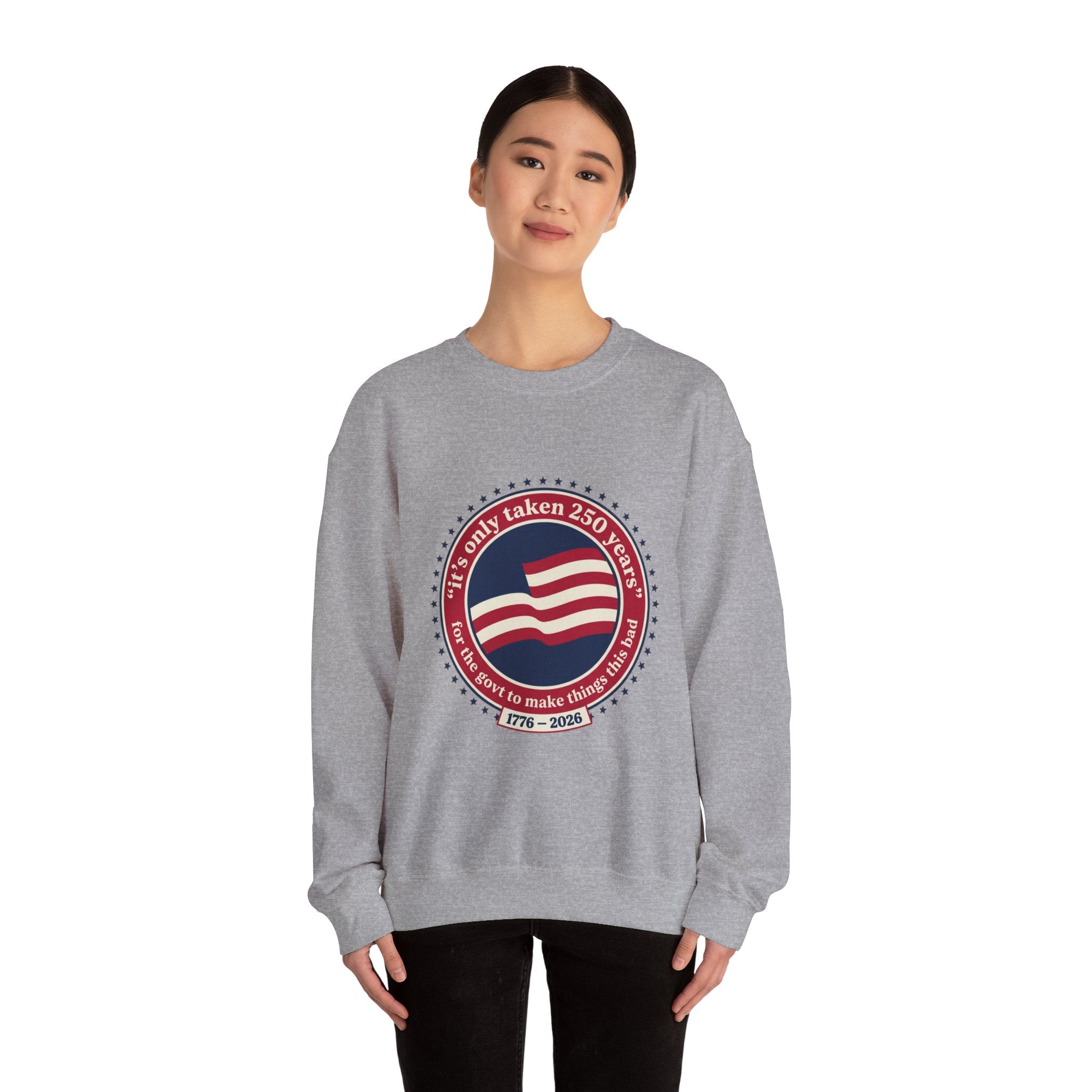 USA 250 Vintage Distressed Flag Crewneck Sweatshirt | 1776–2026 Memorial Day Americana