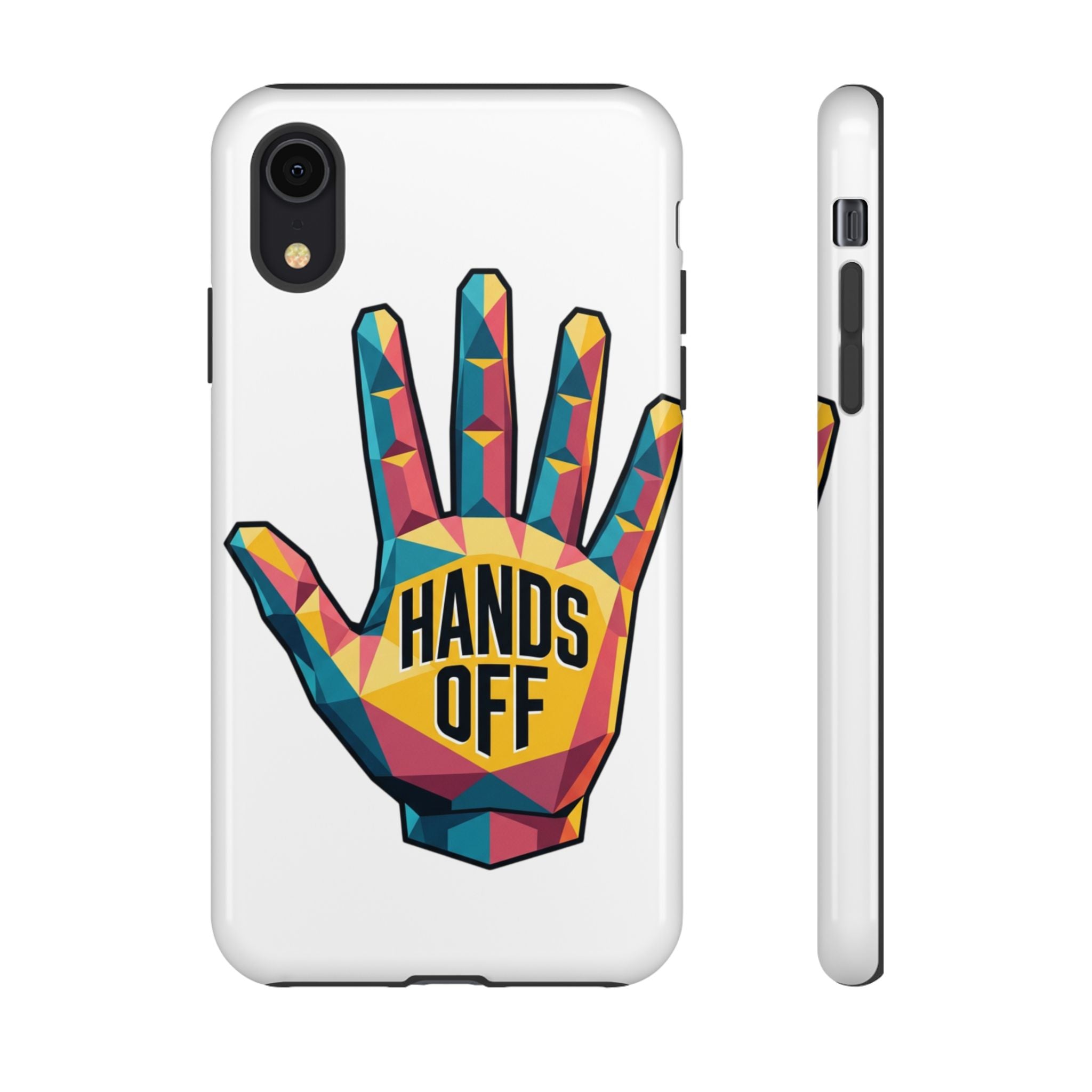 Hands Off Phone Case — Bold Geometric Palm Graphic