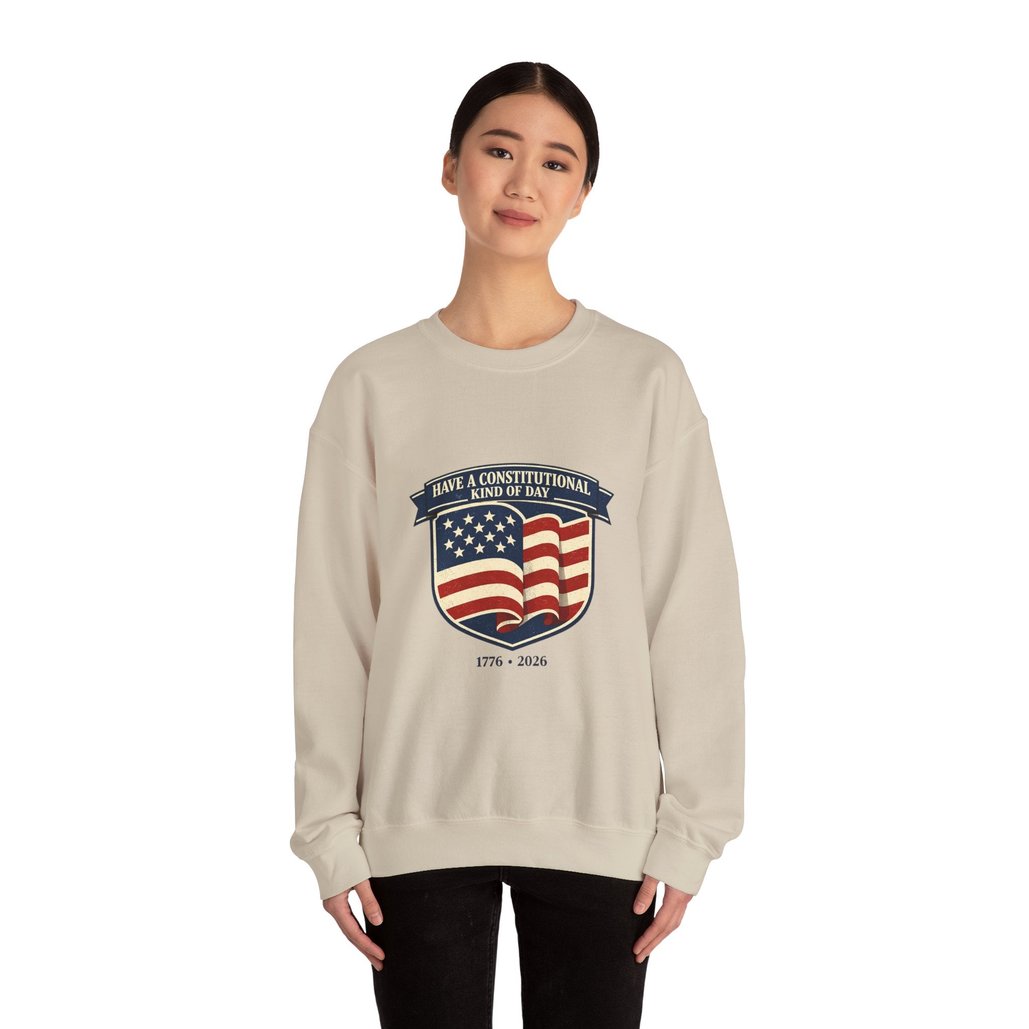 USA 250 Vintage Distressed Flag Crest Crewneck Sweatshirt | 1776–2026 Memorial Day