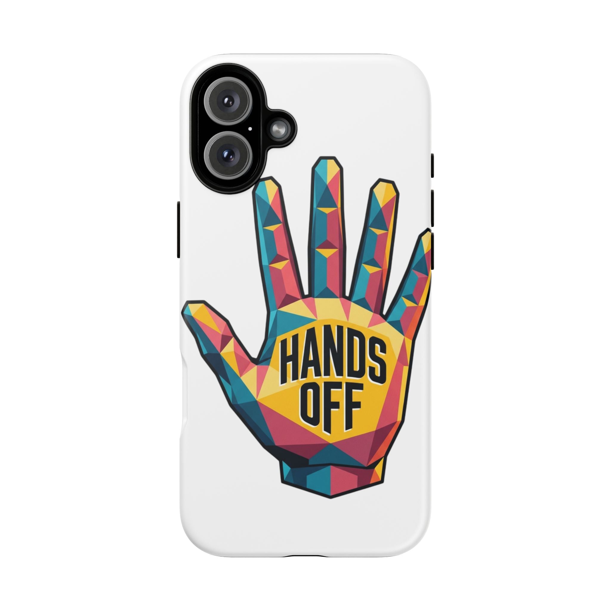 Hands Off Phone Case — Bold Geometric Palm Graphic