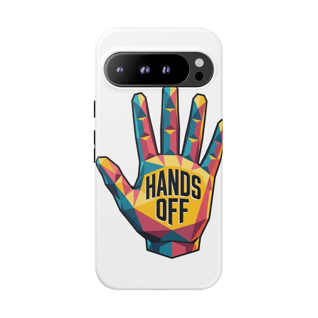 Hands Off Phone Case — Bold Geometric Palm Graphic