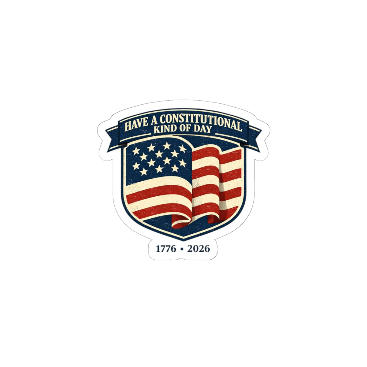 1776–2026 USA 250 Patriotic Shield Kiss-Cut Sticker | Vintage Distressed Americana