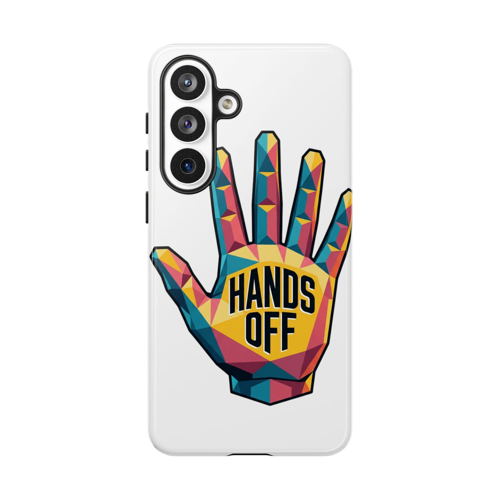 Hands Off Phone Case — Bold Geometric Palm Graphic