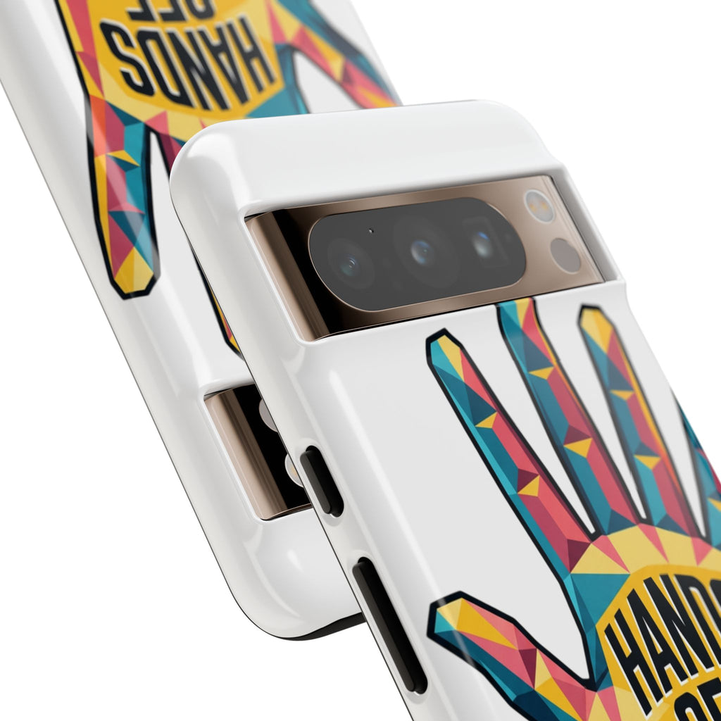 Hands Off Phone Case — Bold Geometric Palm Graphic