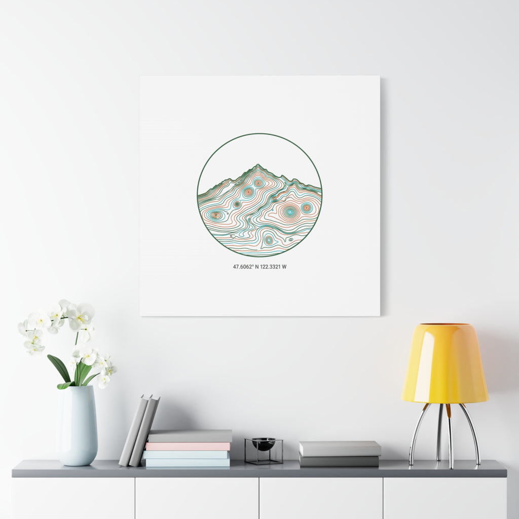 Topographic Contour Line Mountain Canvas, topographic map print | terrain poster