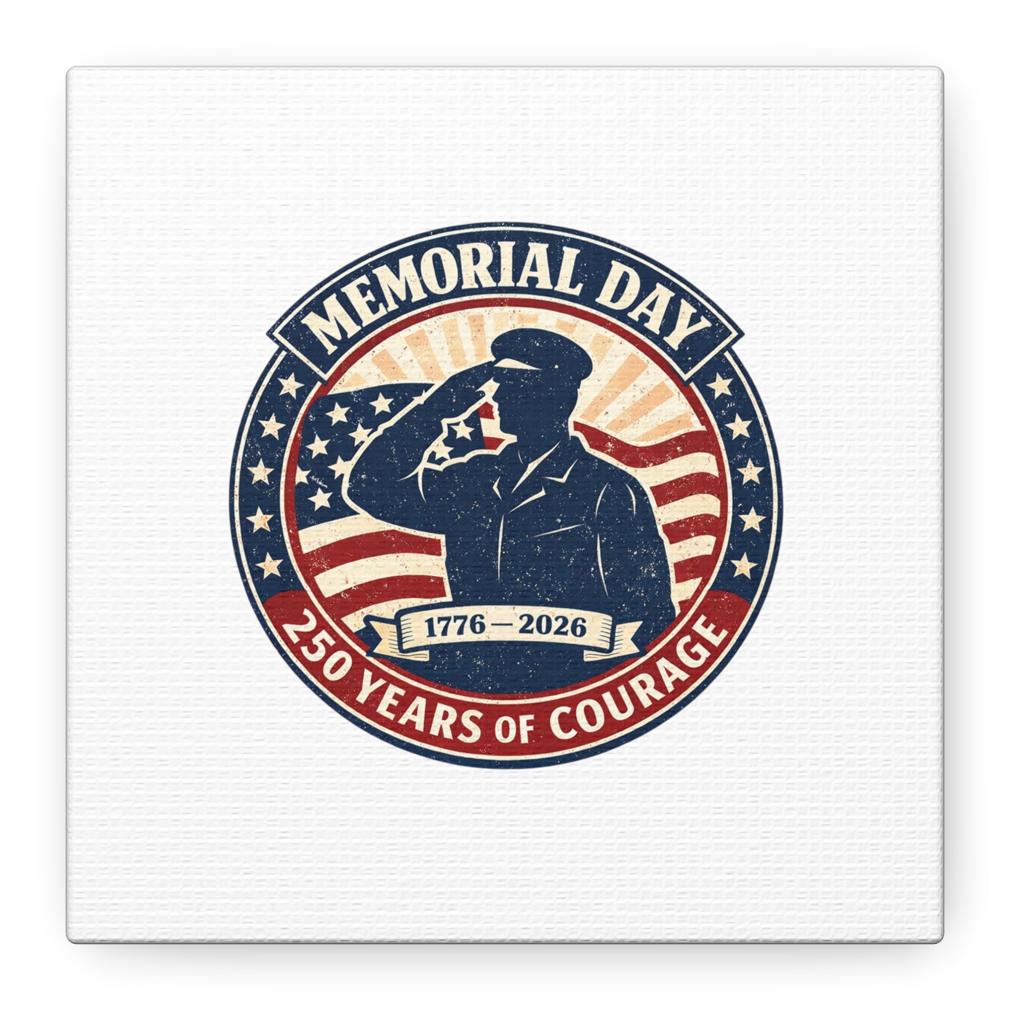 Memorial Day USA 250 Canvas, 1776–2026 Vintage Distressed Patriotic Print