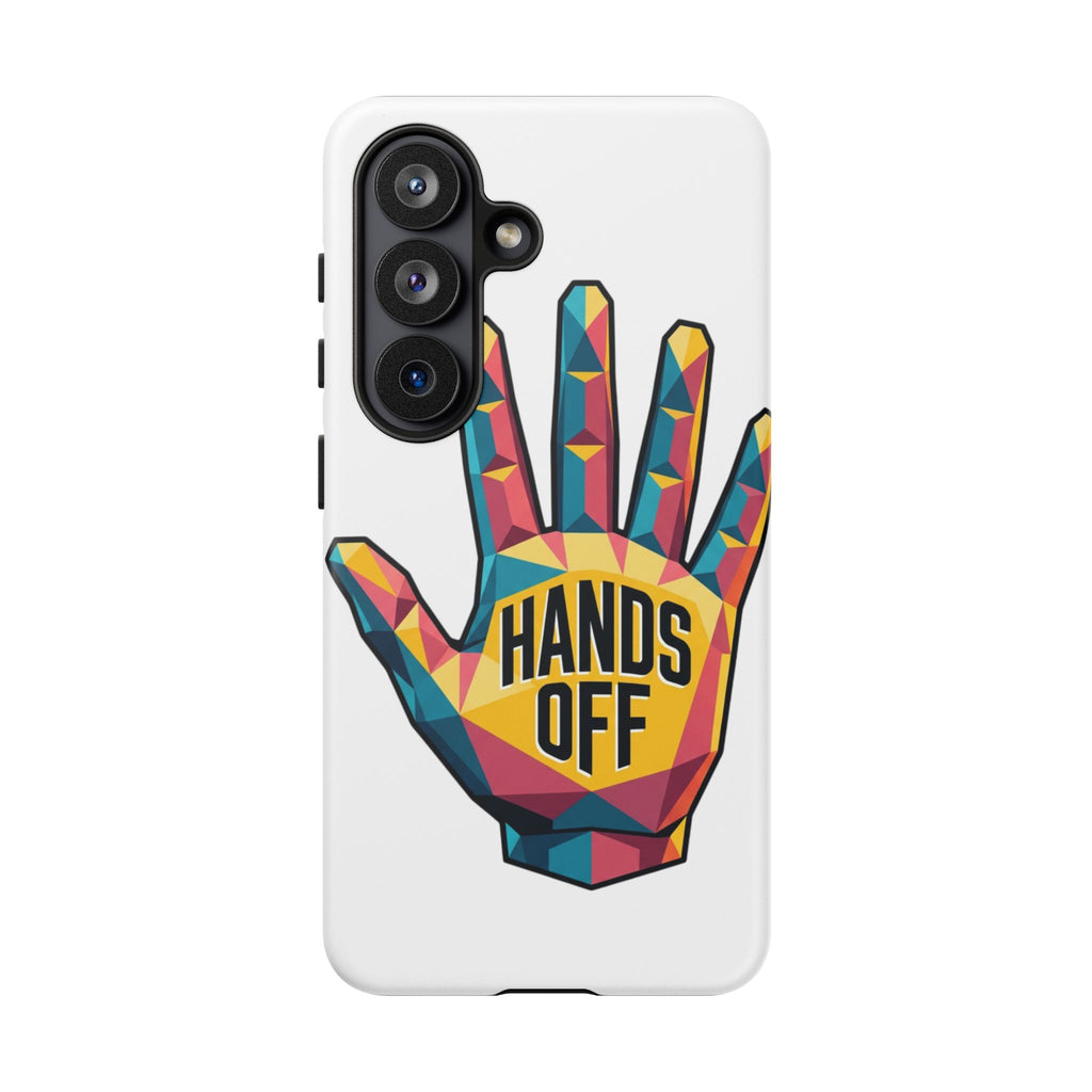 Hands Off Phone Case — Bold Geometric Palm Graphic
