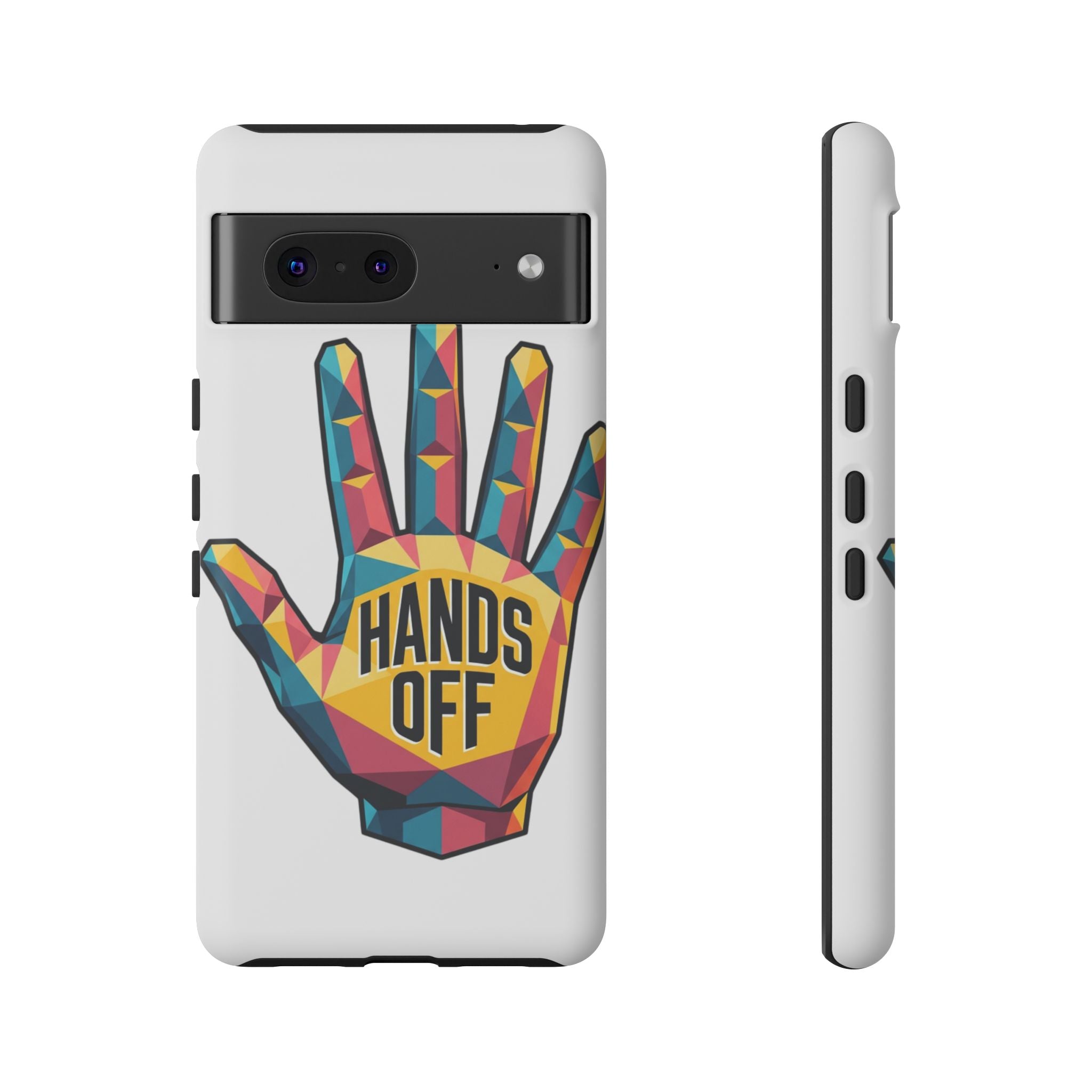Hands Off Phone Case — Bold Geometric Palm Graphic
