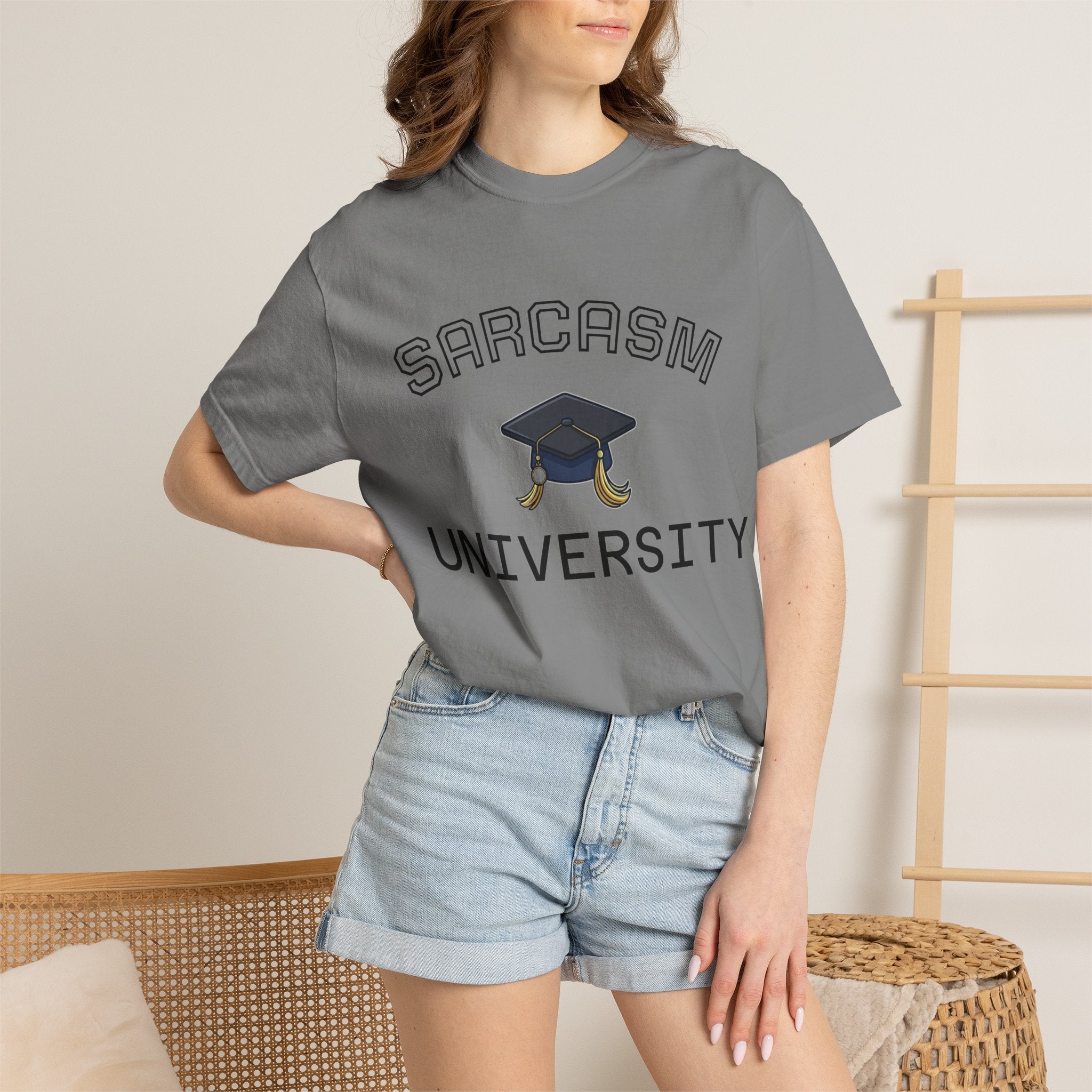 Sarcasm University T-Shirt — Funny Graduation Cap Tee for Grads & Students