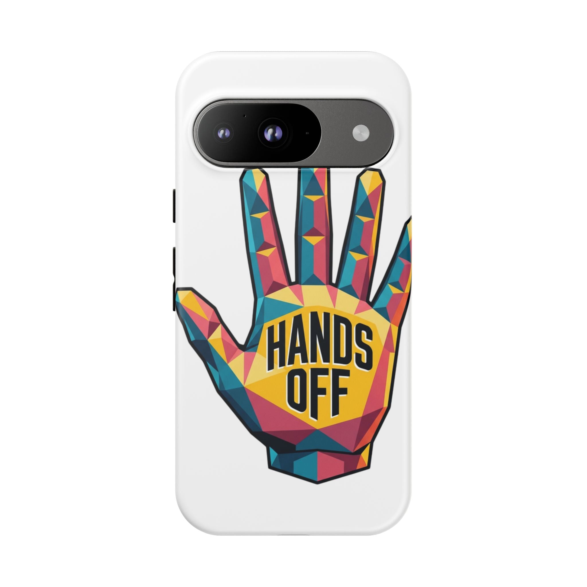 Hands Off Phone Case — Bold Geometric Palm Graphic