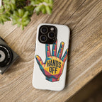 Hands Off Phone Case — Bold Geometric Palm Graphic