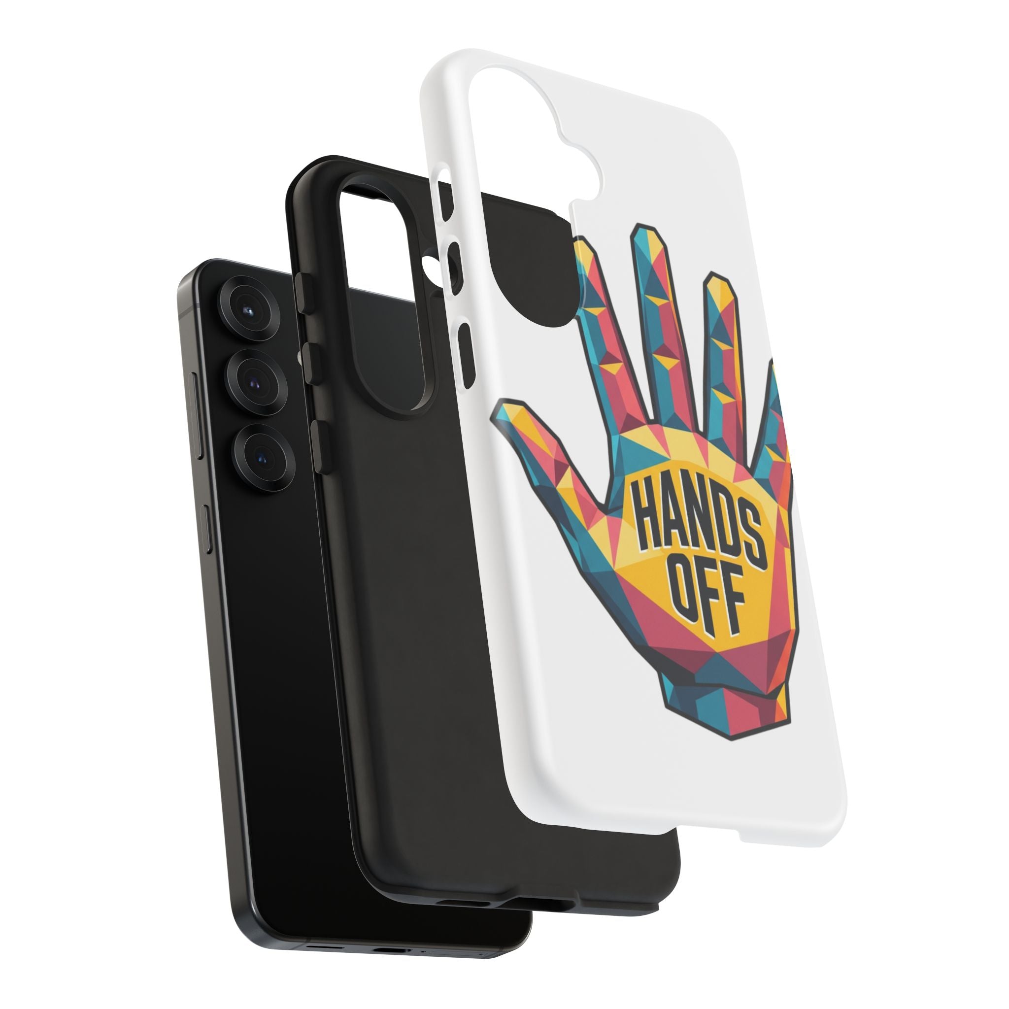 Hands Off Phone Case — Bold Geometric Palm Graphic