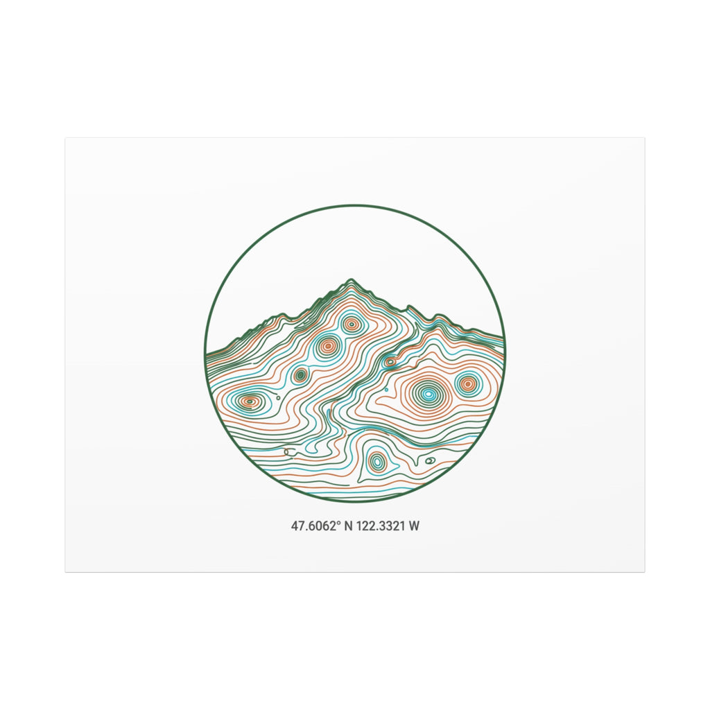 Topographic Contour Line Mountain Canvas, topographic map print | terrain poster