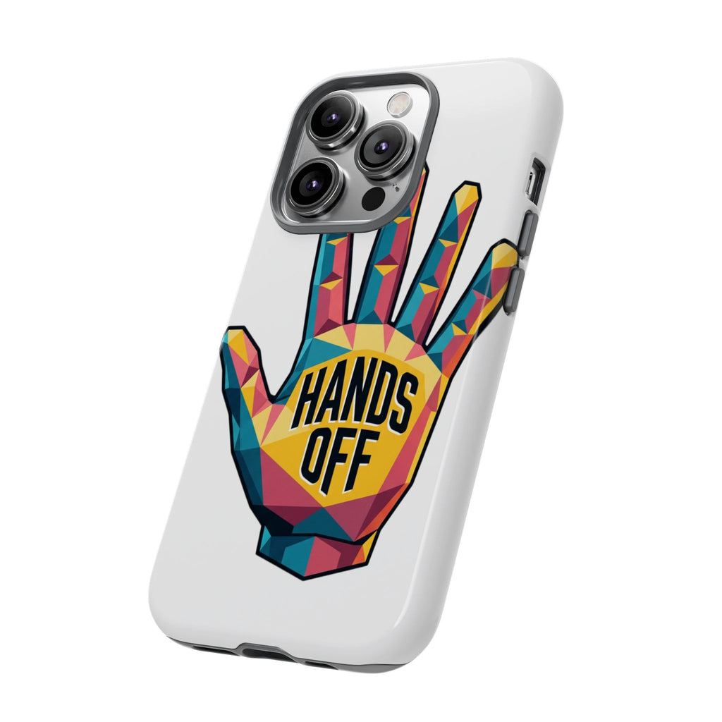 Hands Off Phone Case — Bold Geometric Palm Graphic
