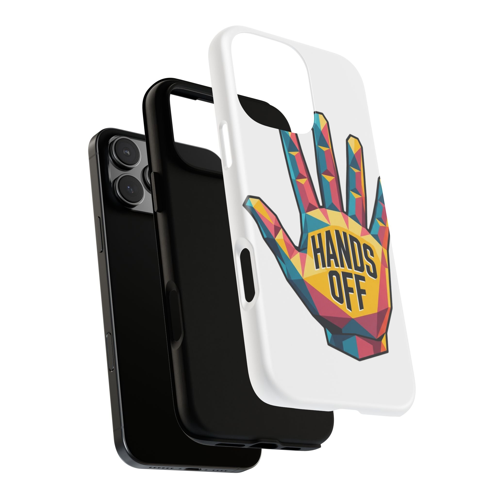 Hands Off Phone Case — Bold Geometric Palm Graphic