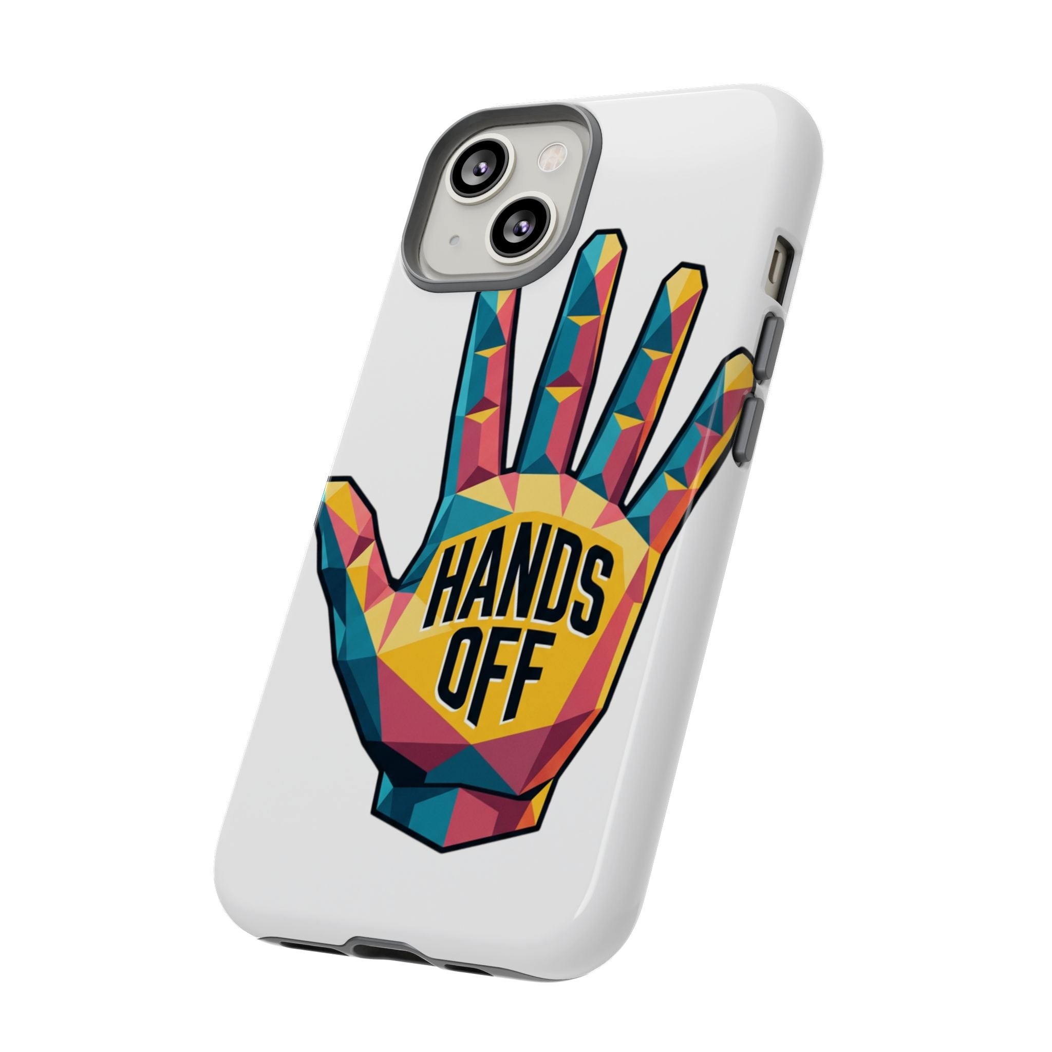 Hands Off Phone Case — Bold Geometric Palm Graphic