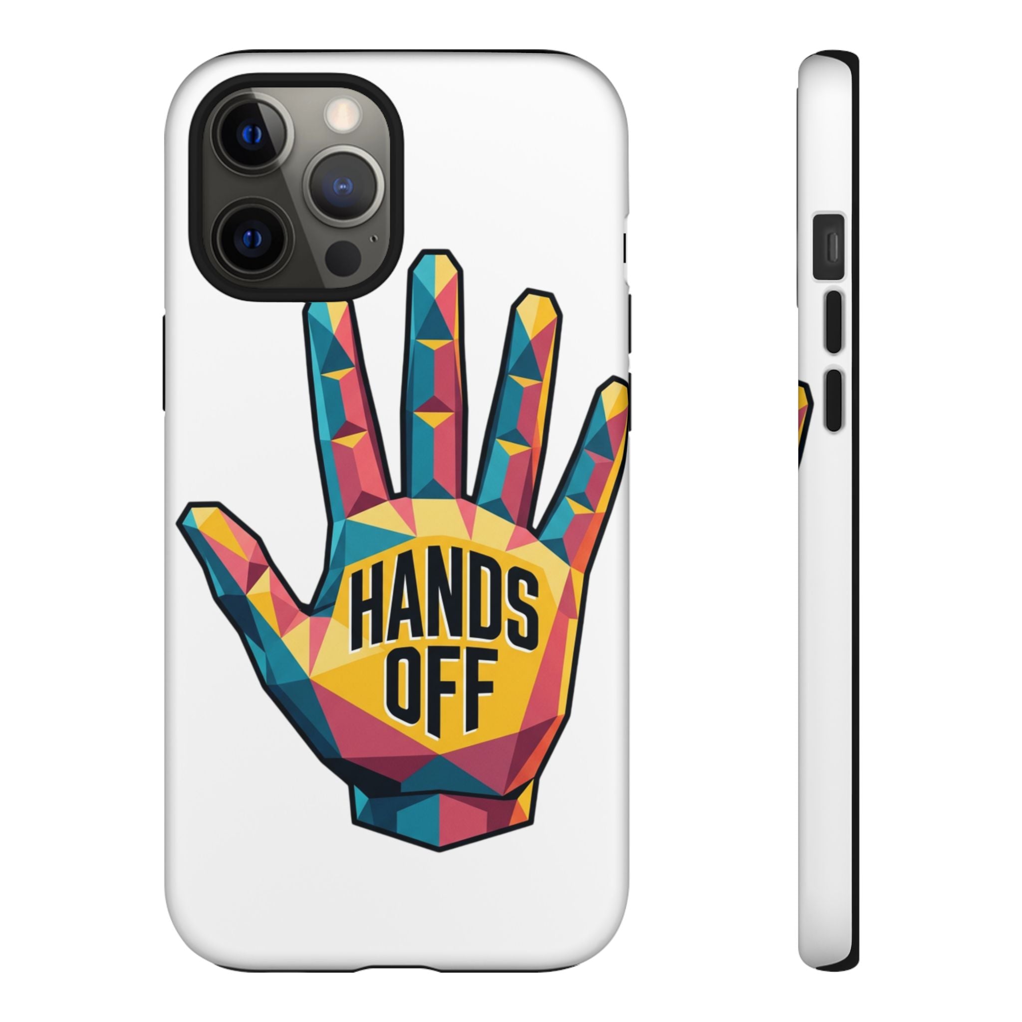Hands Off Phone Case — Bold Geometric Palm Graphic