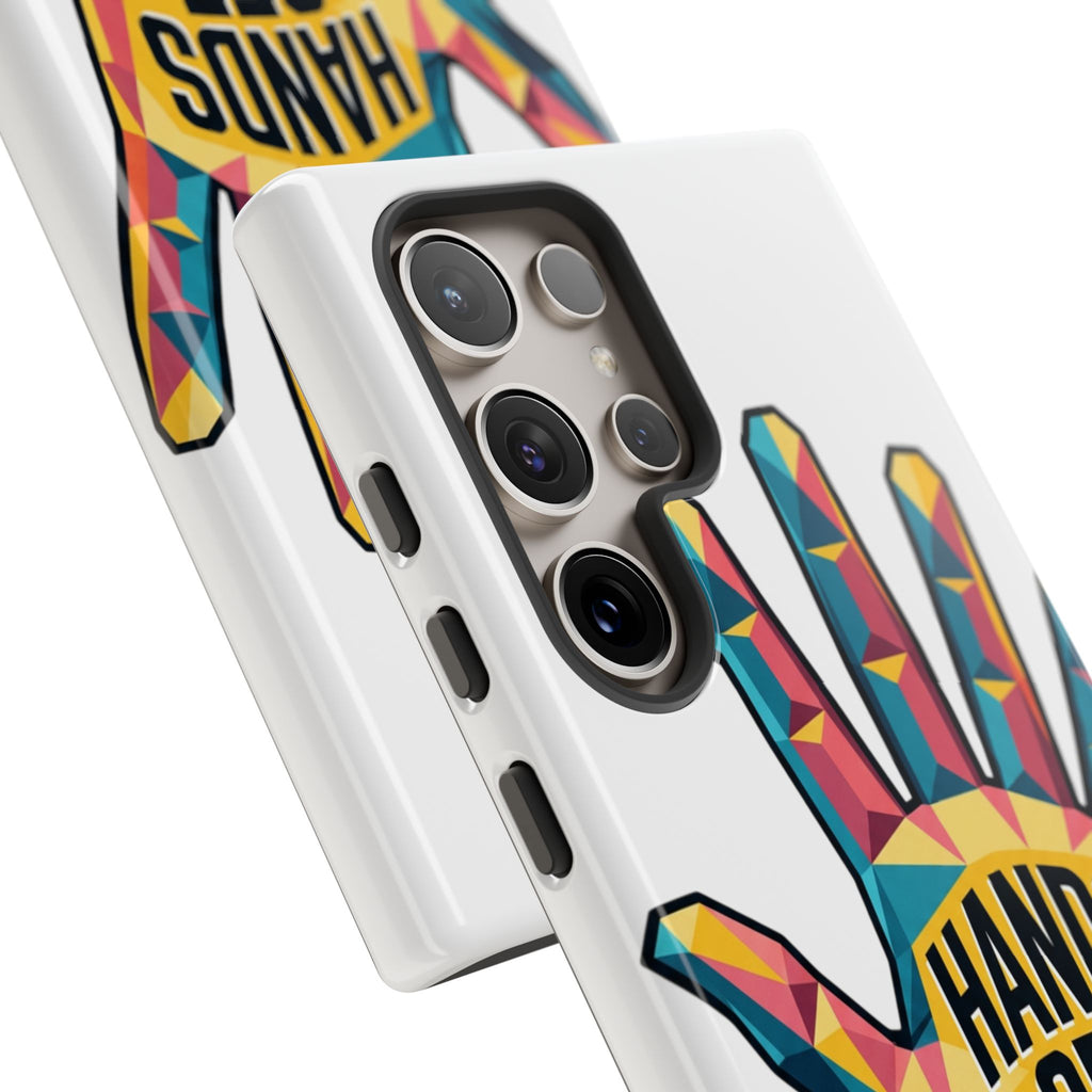 Hands Off Phone Case — Bold Geometric Palm Graphic