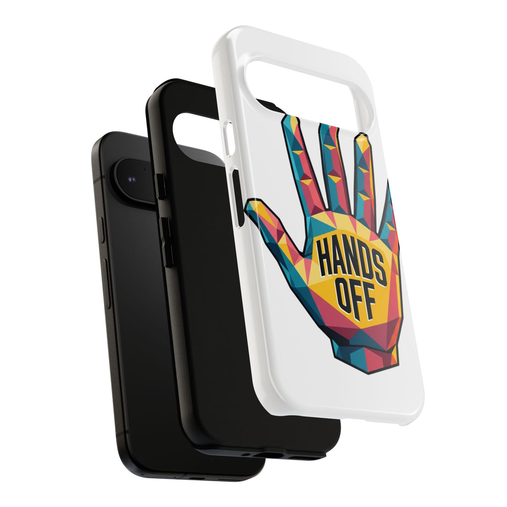 Hands Off Phone Case — Bold Geometric Palm Graphic