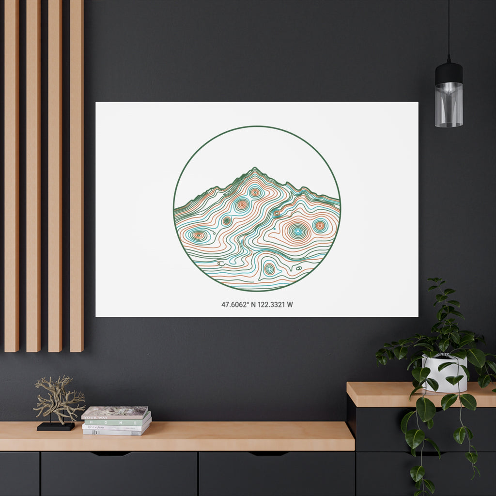 Topographic Contour Line Mountain Canvas, topographic map print | terrain poster