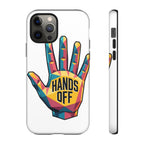 Hands Off Phone Case — Bold Geometric Palm Graphic