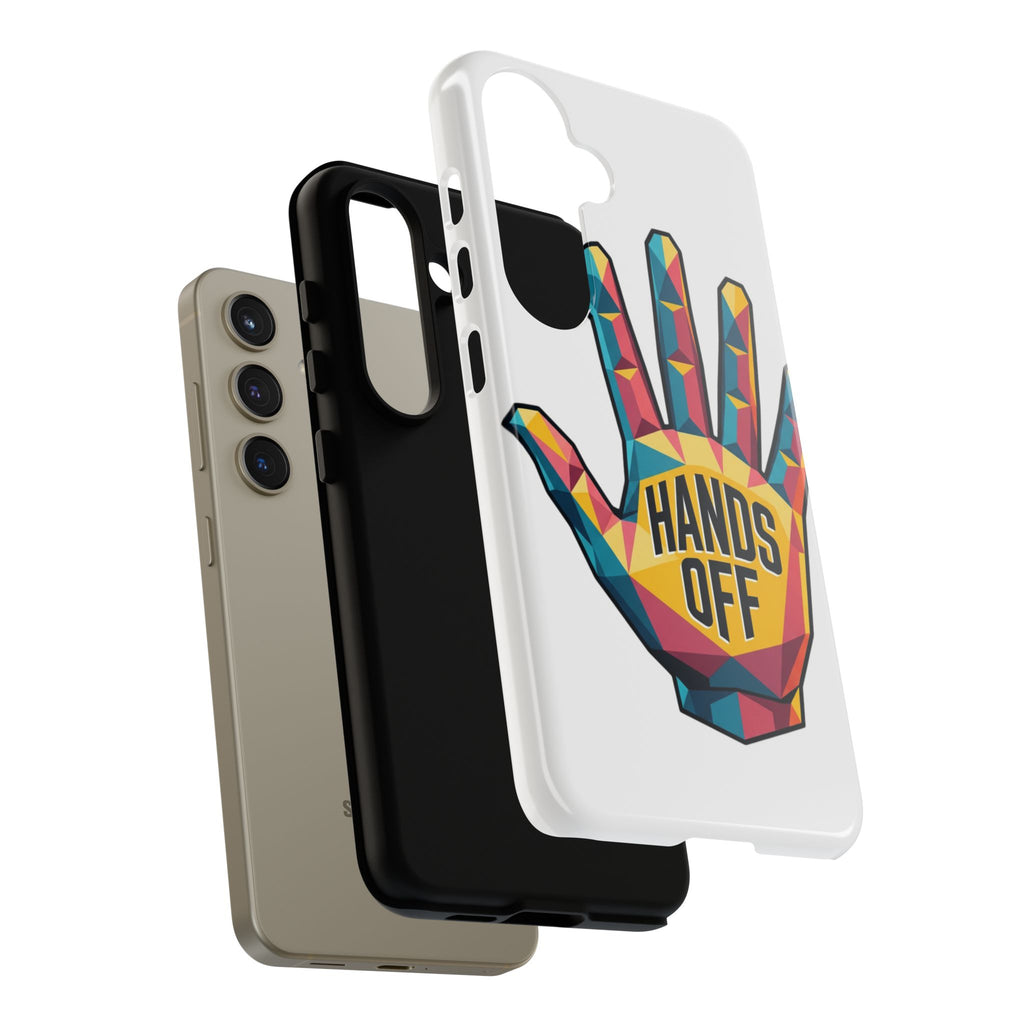 Hands Off Phone Case — Bold Geometric Palm Graphic