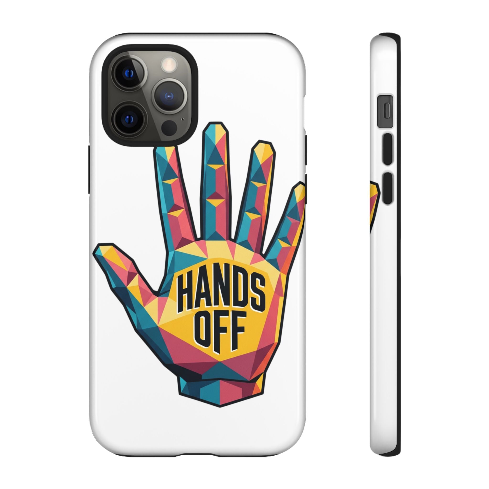 Hands Off Phone Case — Bold Geometric Palm Graphic