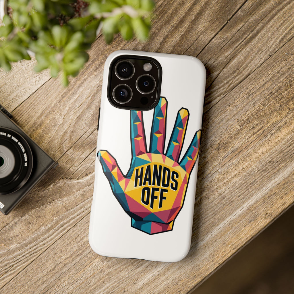 Hands Off Phone Case — Bold Geometric Palm Graphic