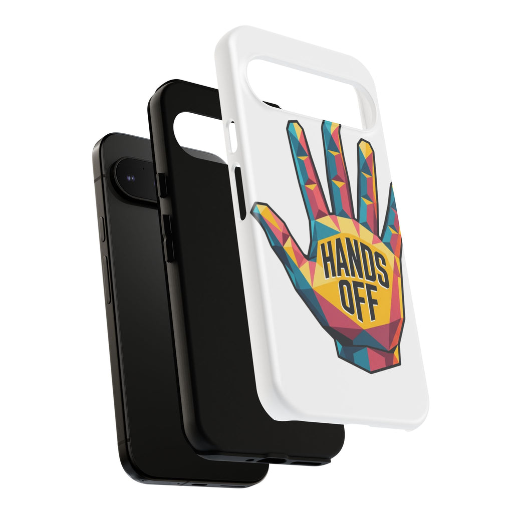 Hands Off Phone Case — Bold Geometric Palm Graphic