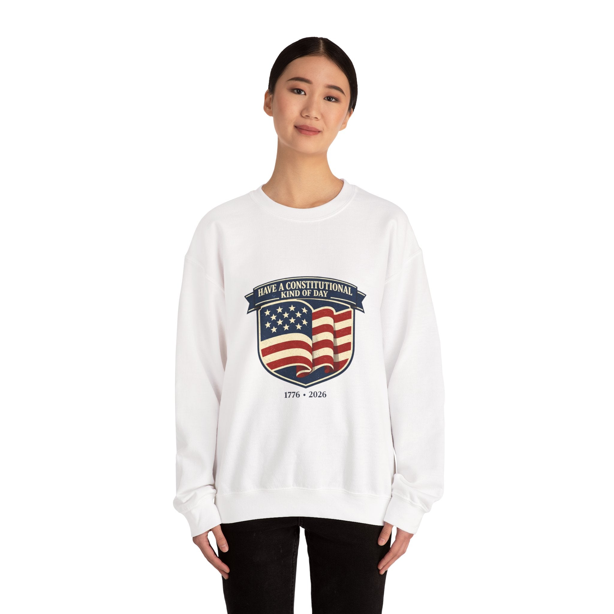 USA 250 Vintage Distressed Flag Crest Crewneck Sweatshirt | 1776–2026 Memorial Day
