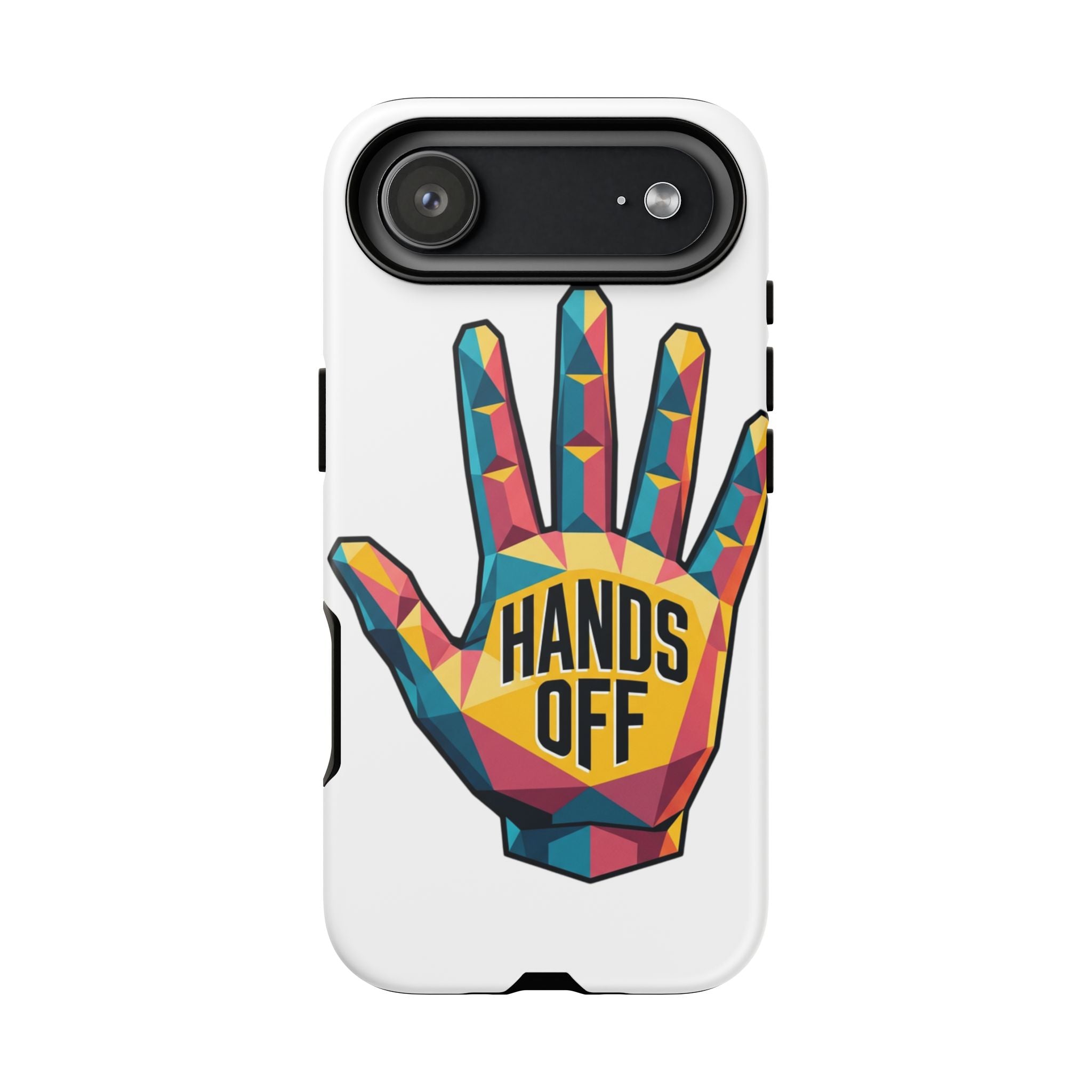 Hands Off Phone Case — Bold Geometric Palm Graphic