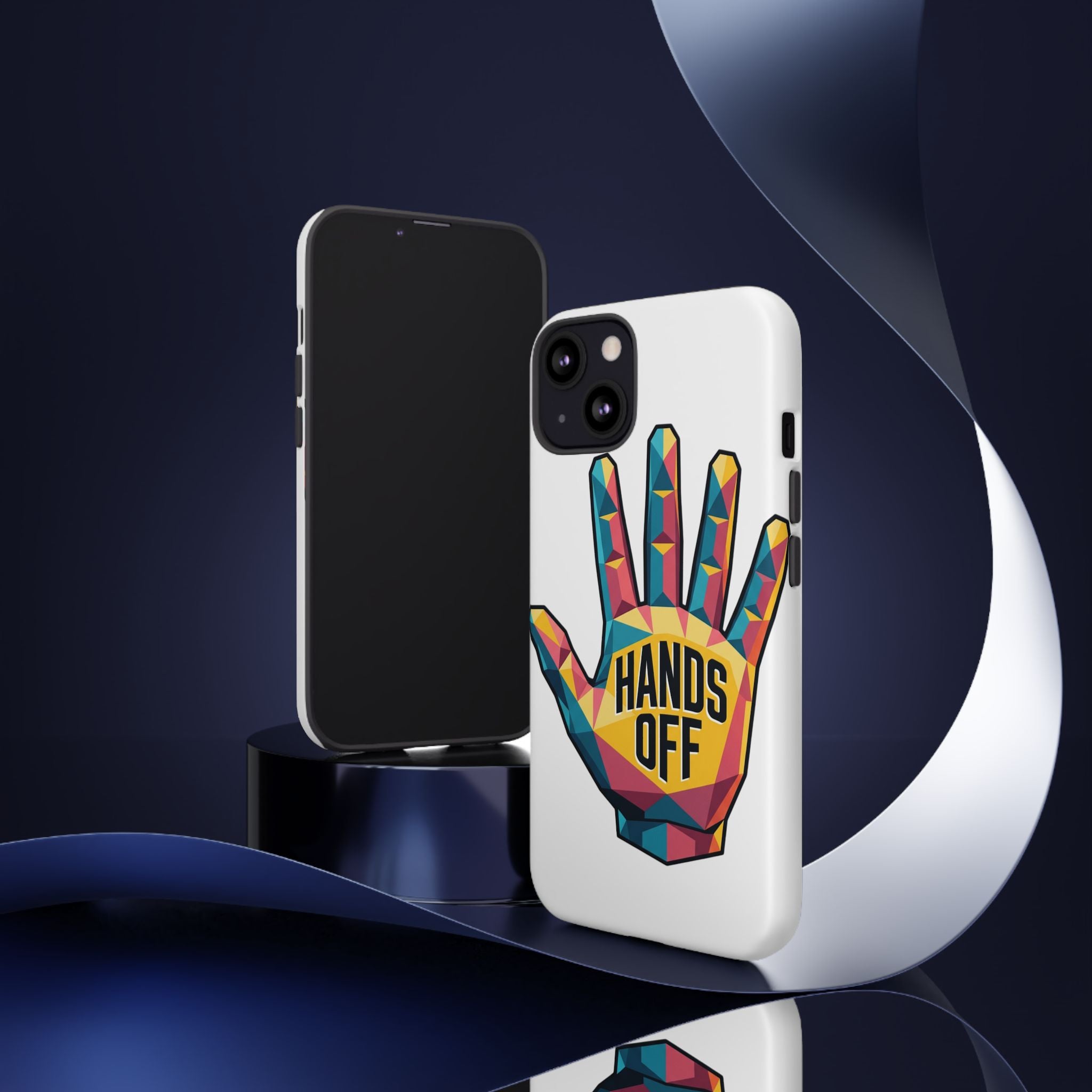 Hands Off Phone Case — Bold Geometric Palm Graphic