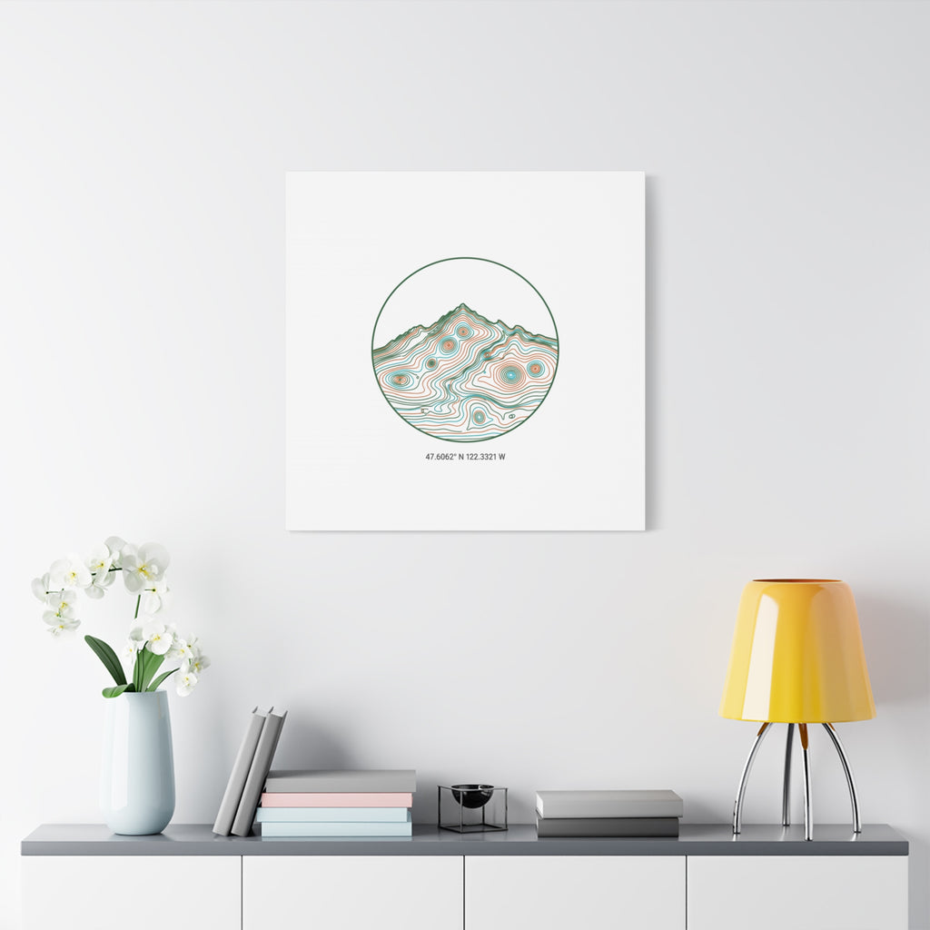 Topographic Contour Line Mountain Canvas, topographic map print | terrain poster