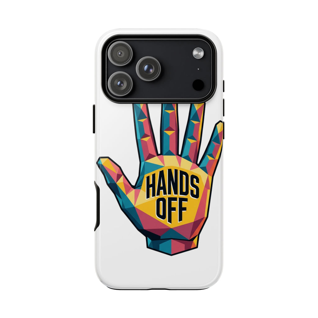 Hands Off Phone Case — Bold Geometric Palm Graphic