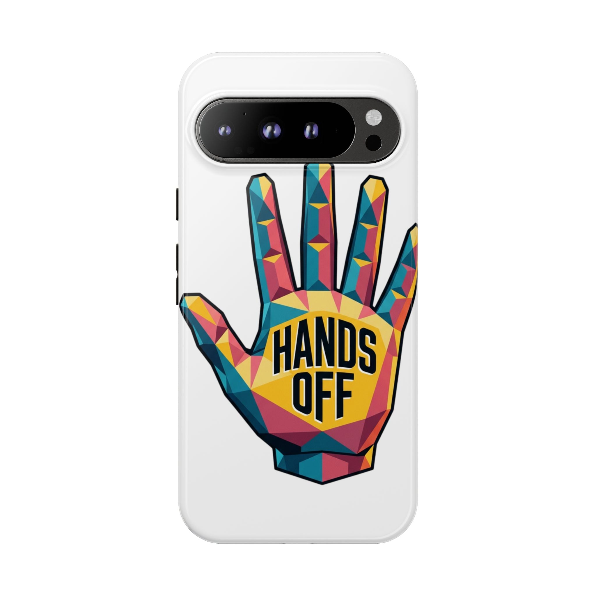 Hands Off Phone Case — Bold Geometric Palm Graphic