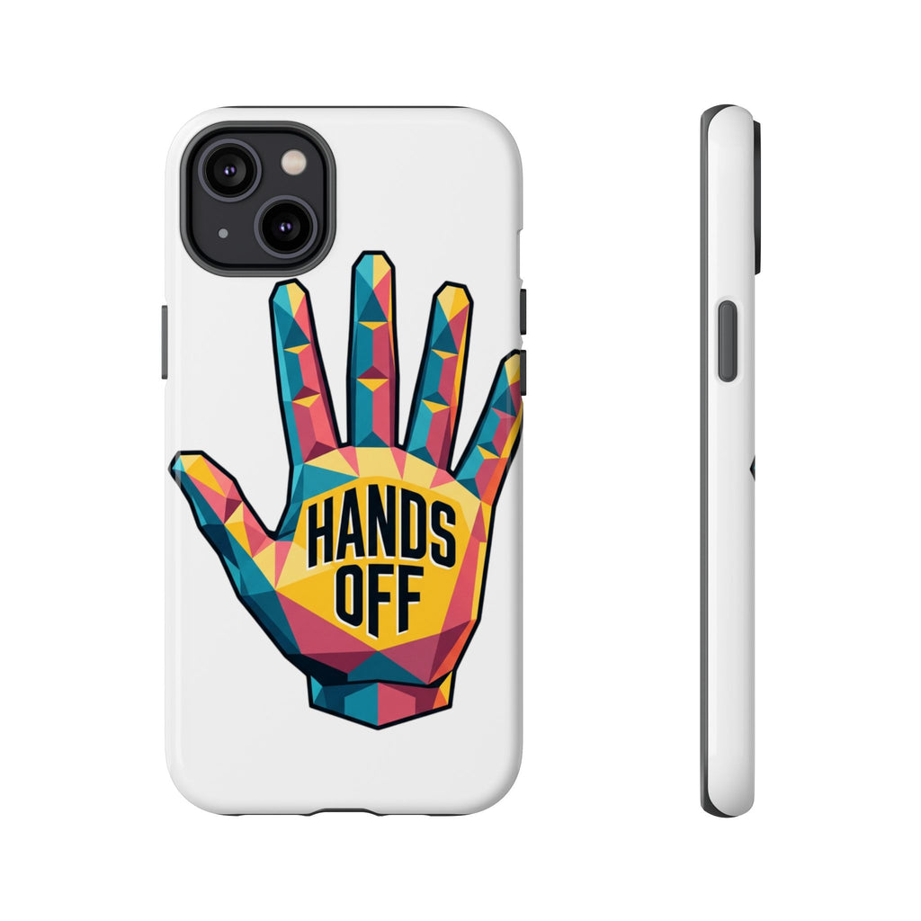Hands Off Phone Case — Bold Geometric Palm Graphic