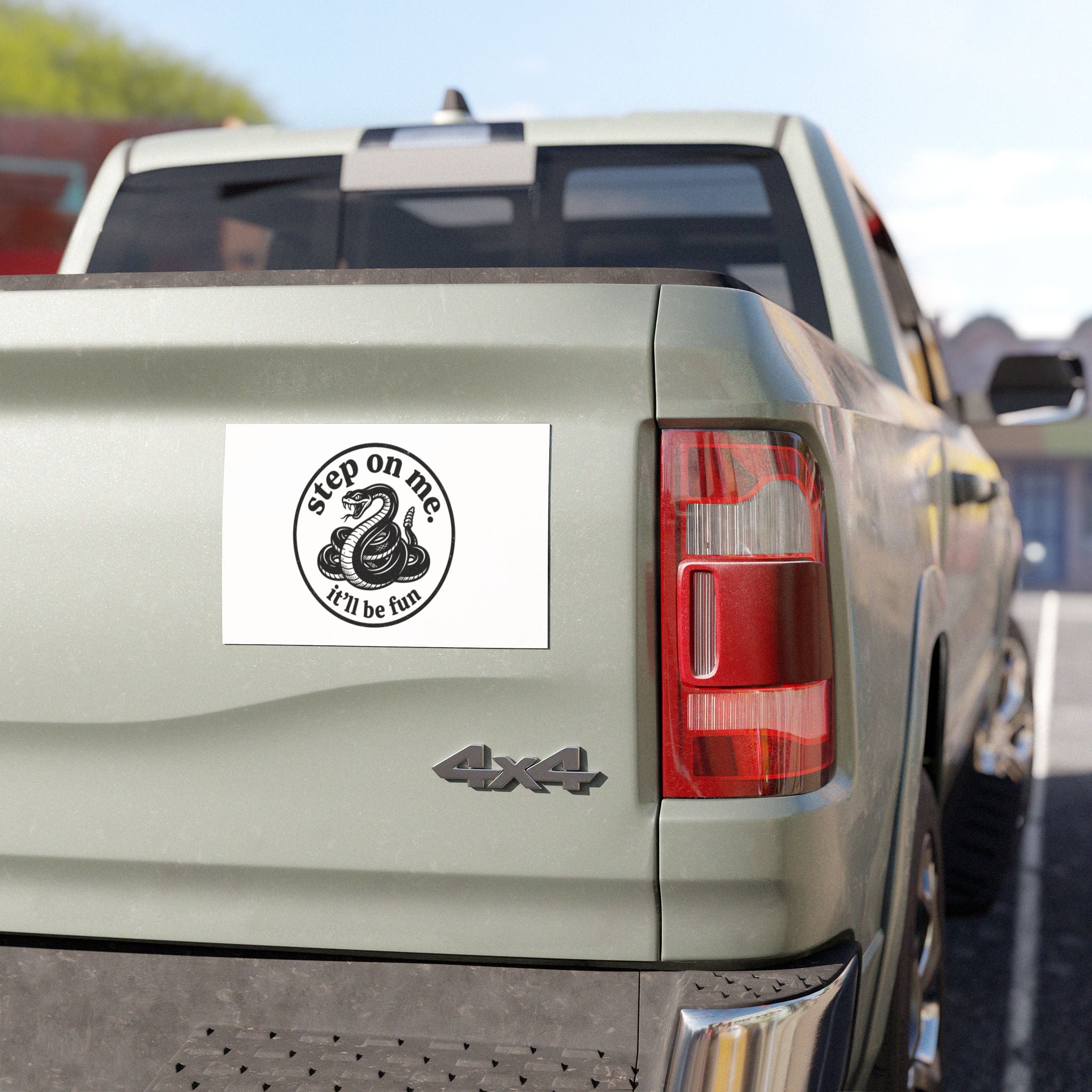Car Magnet — "Step on Me, It'll Be Fun" Coiled Snake Decal
