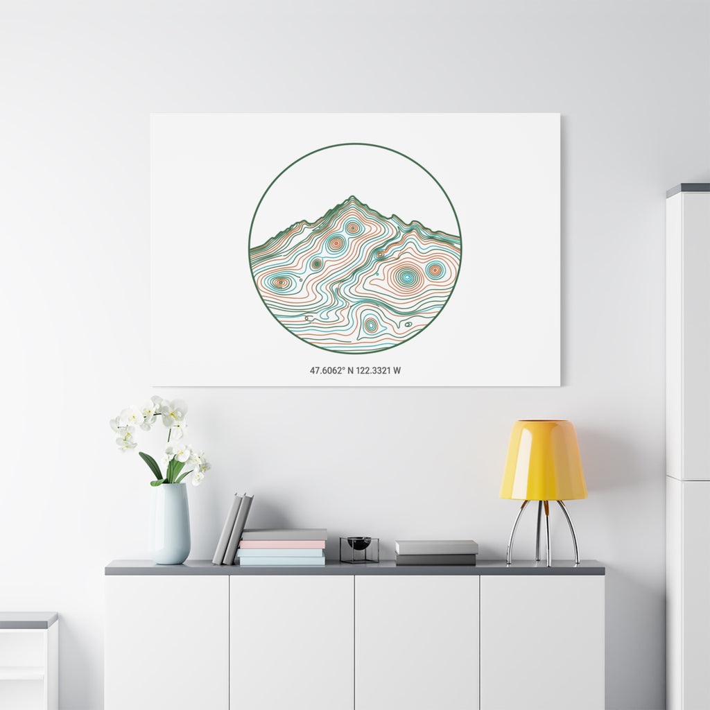 Topographic Contour Line Mountain Canvas, topographic map print | terrain poster