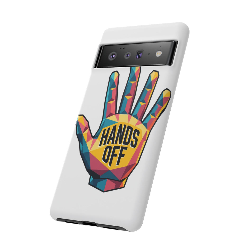 Hands Off Phone Case — Bold Geometric Palm Graphic