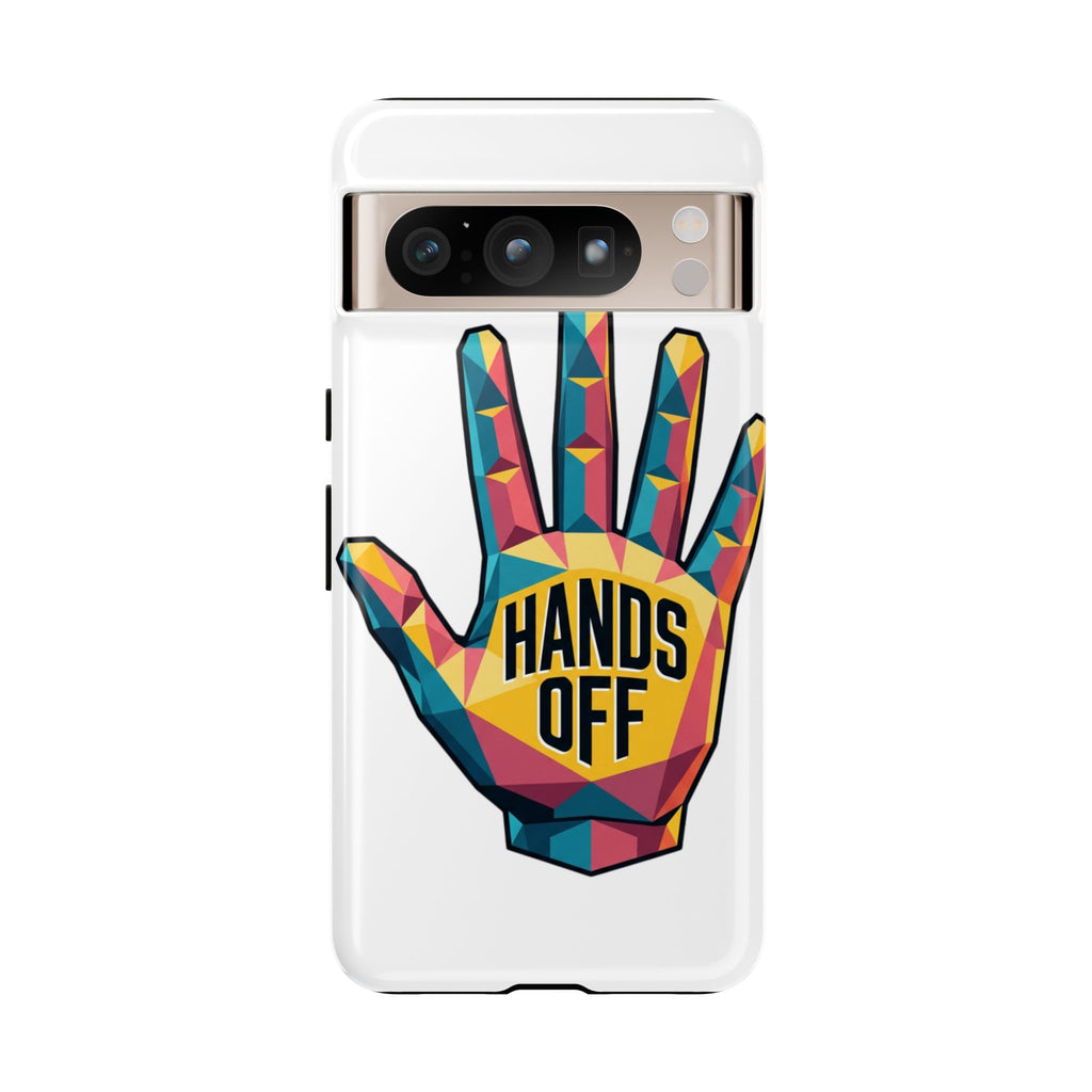 Hands Off Phone Case — Bold Geometric Palm Graphic