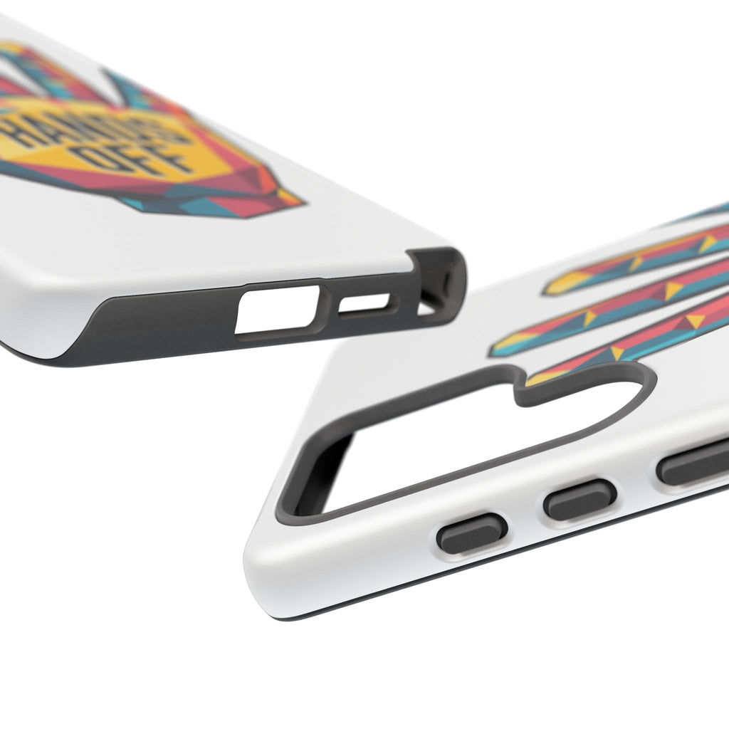 Hands Off Phone Case — Bold Geometric Palm Graphic