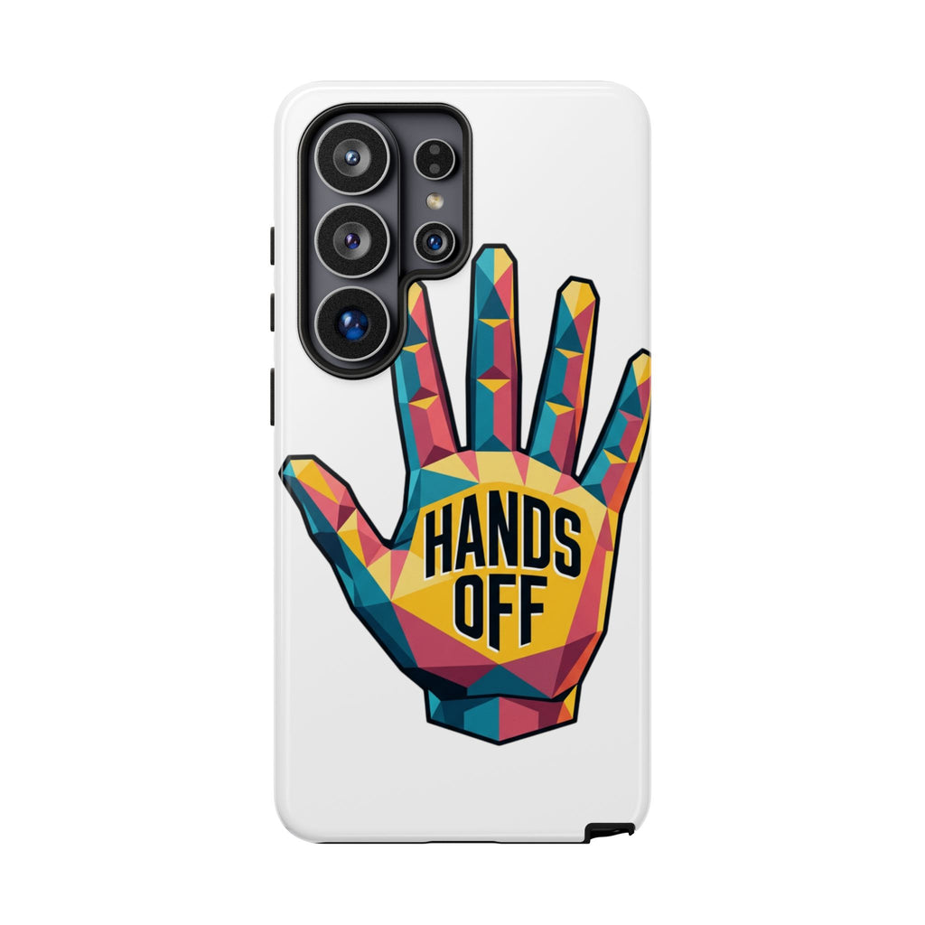 Hands Off Phone Case — Bold Geometric Palm Graphic