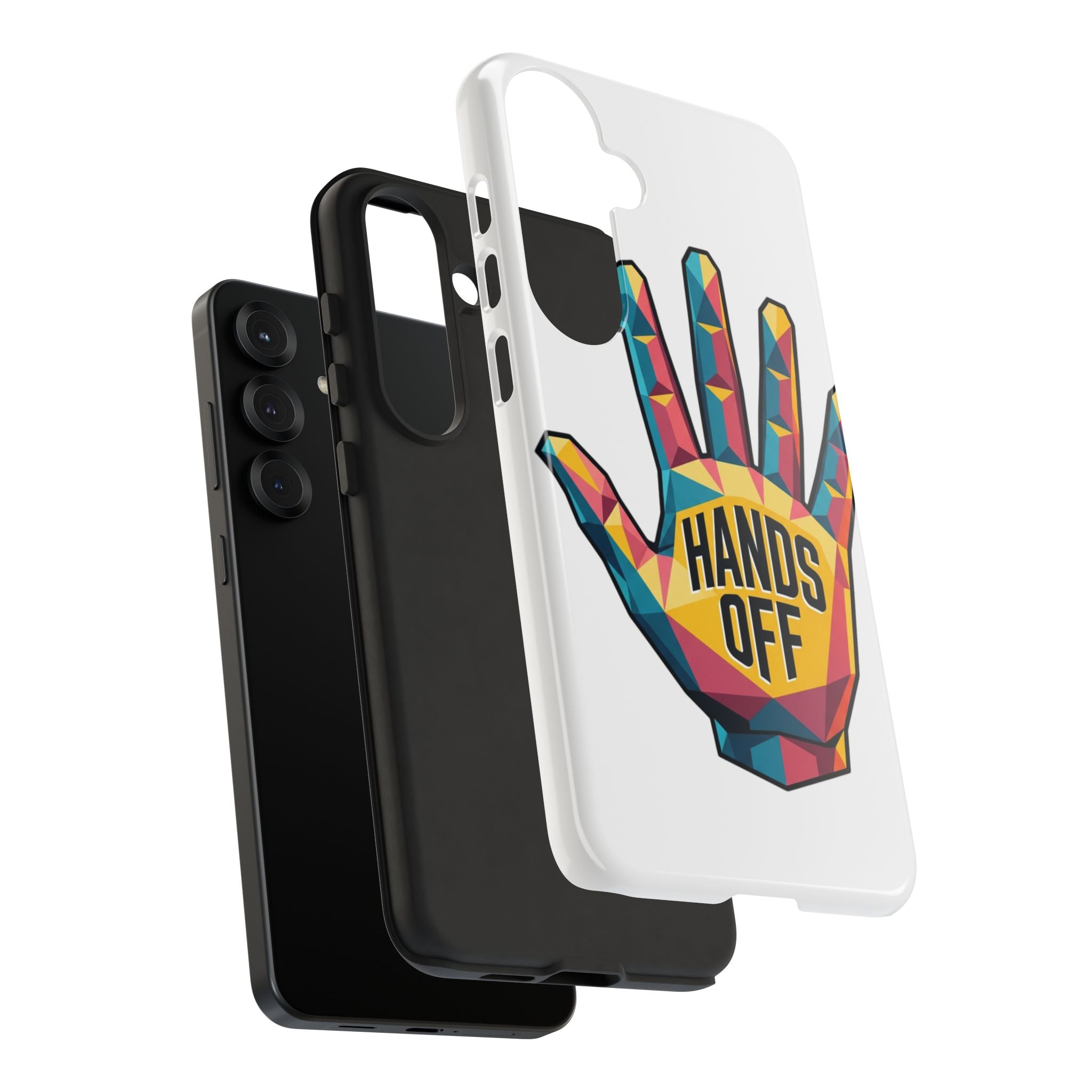 Hands Off Phone Case — Bold Geometric Palm Graphic