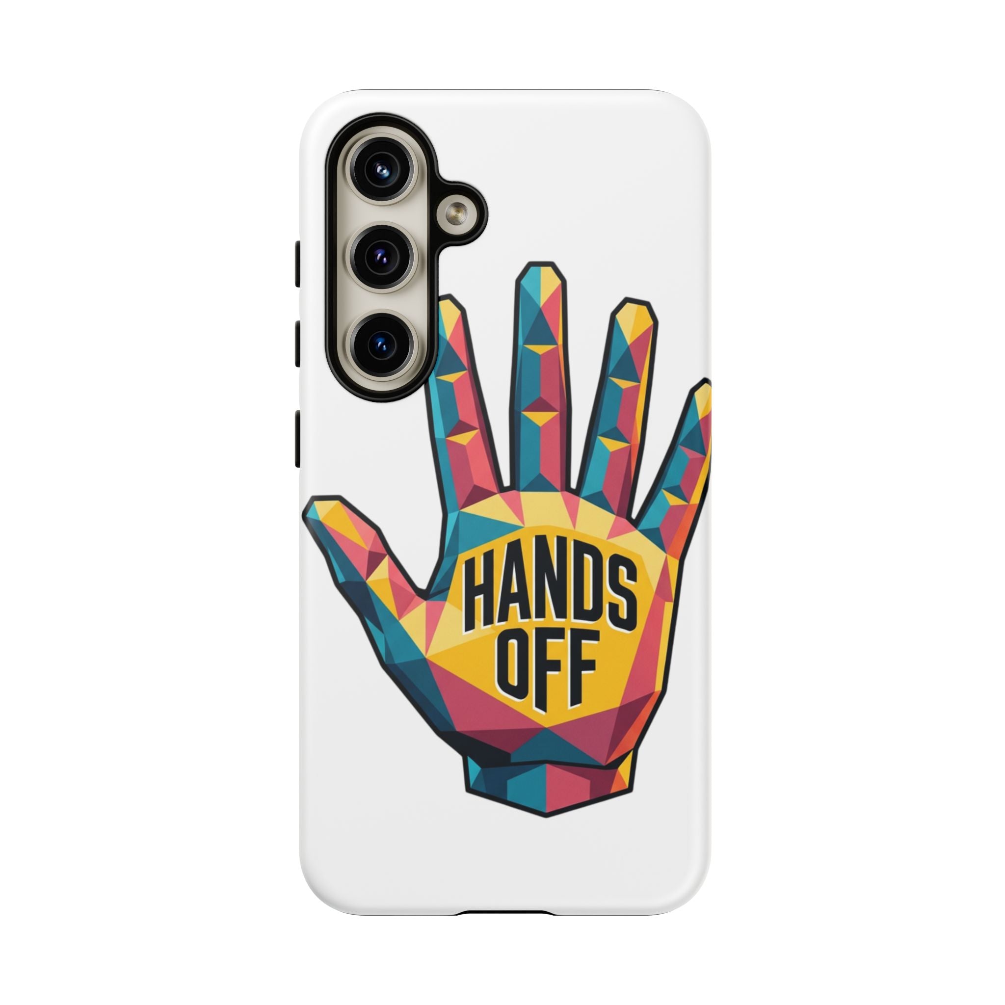 Hands Off Phone Case — Bold Geometric Palm Graphic