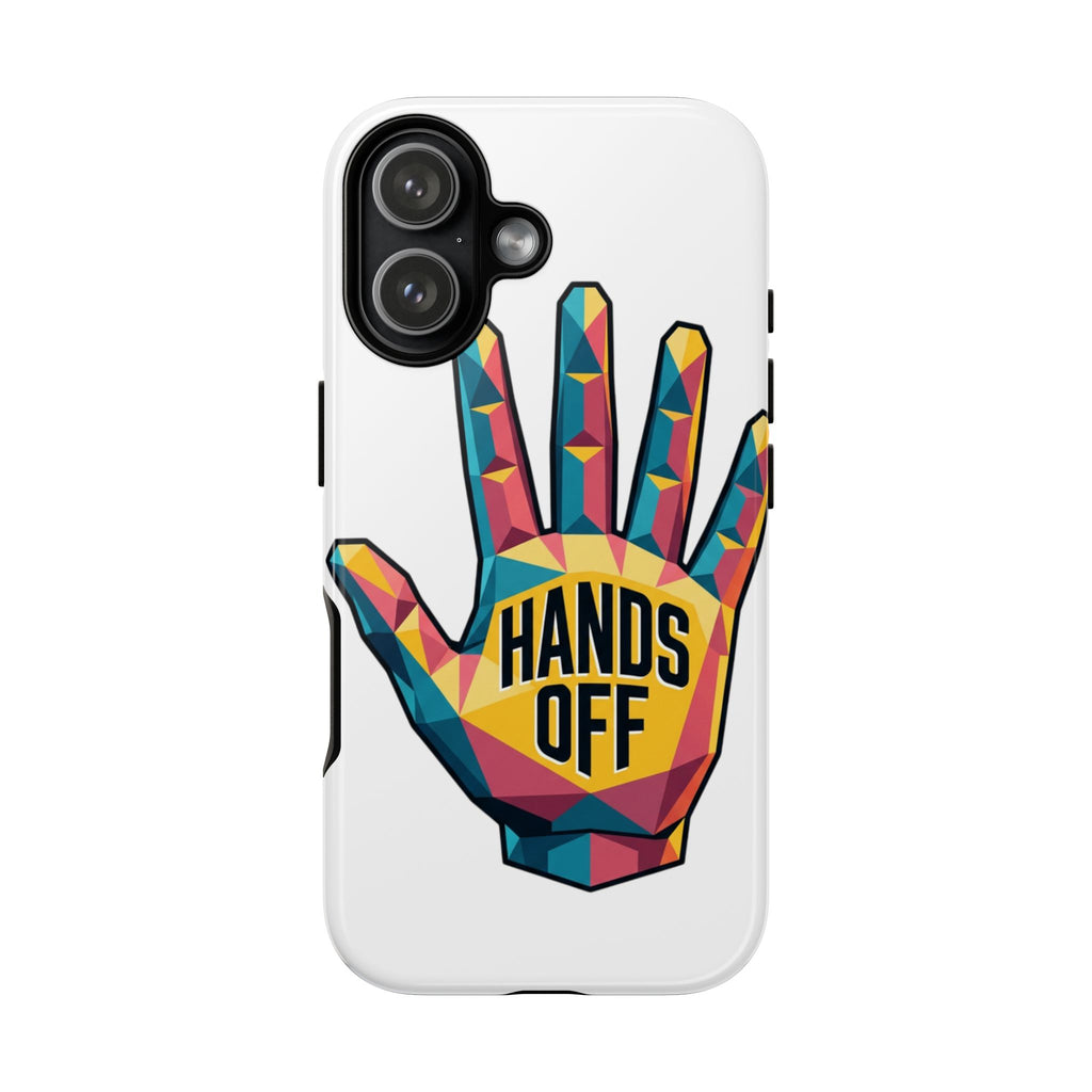 Hands Off Phone Case — Bold Geometric Palm Graphic