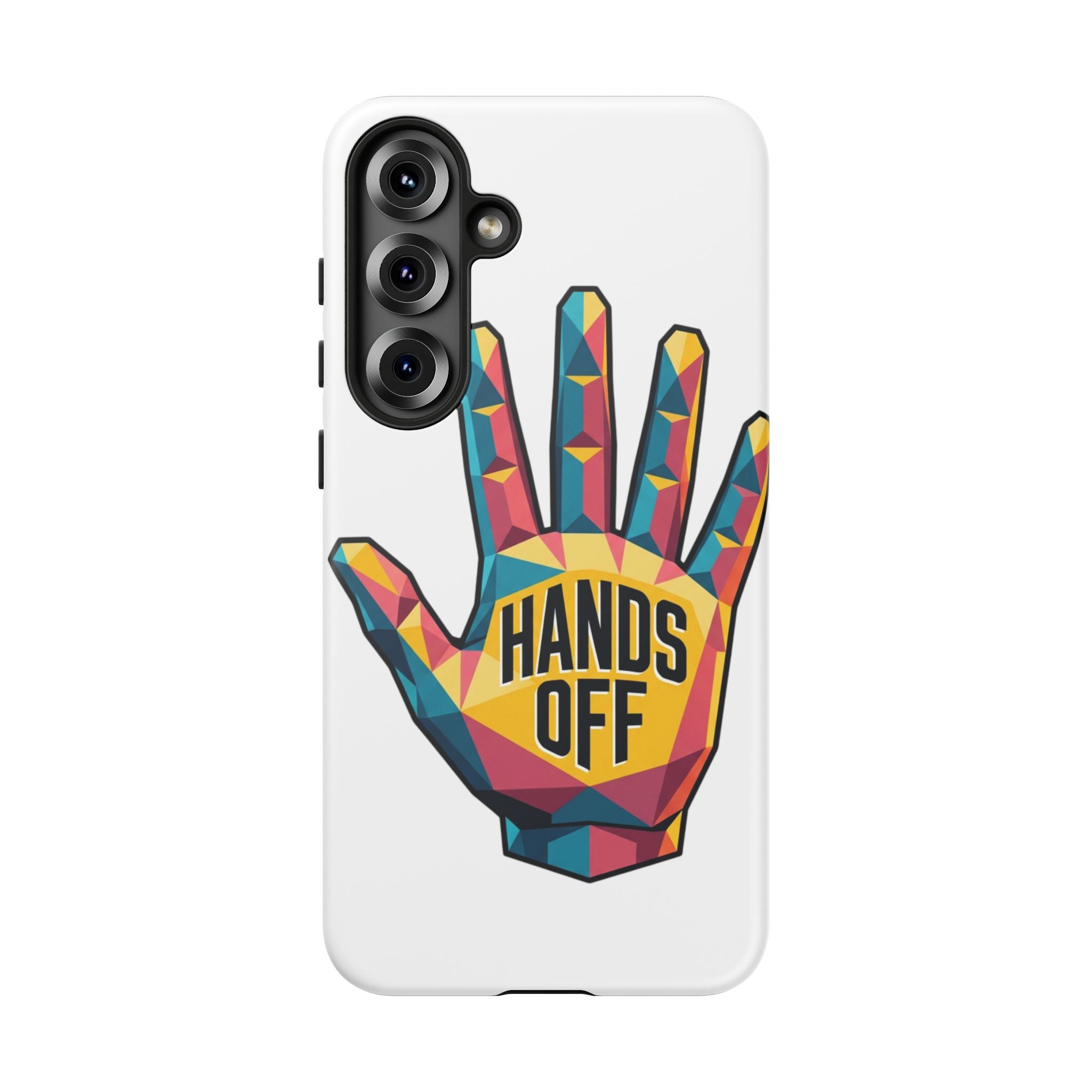 Hands Off Phone Case — Bold Geometric Palm Graphic