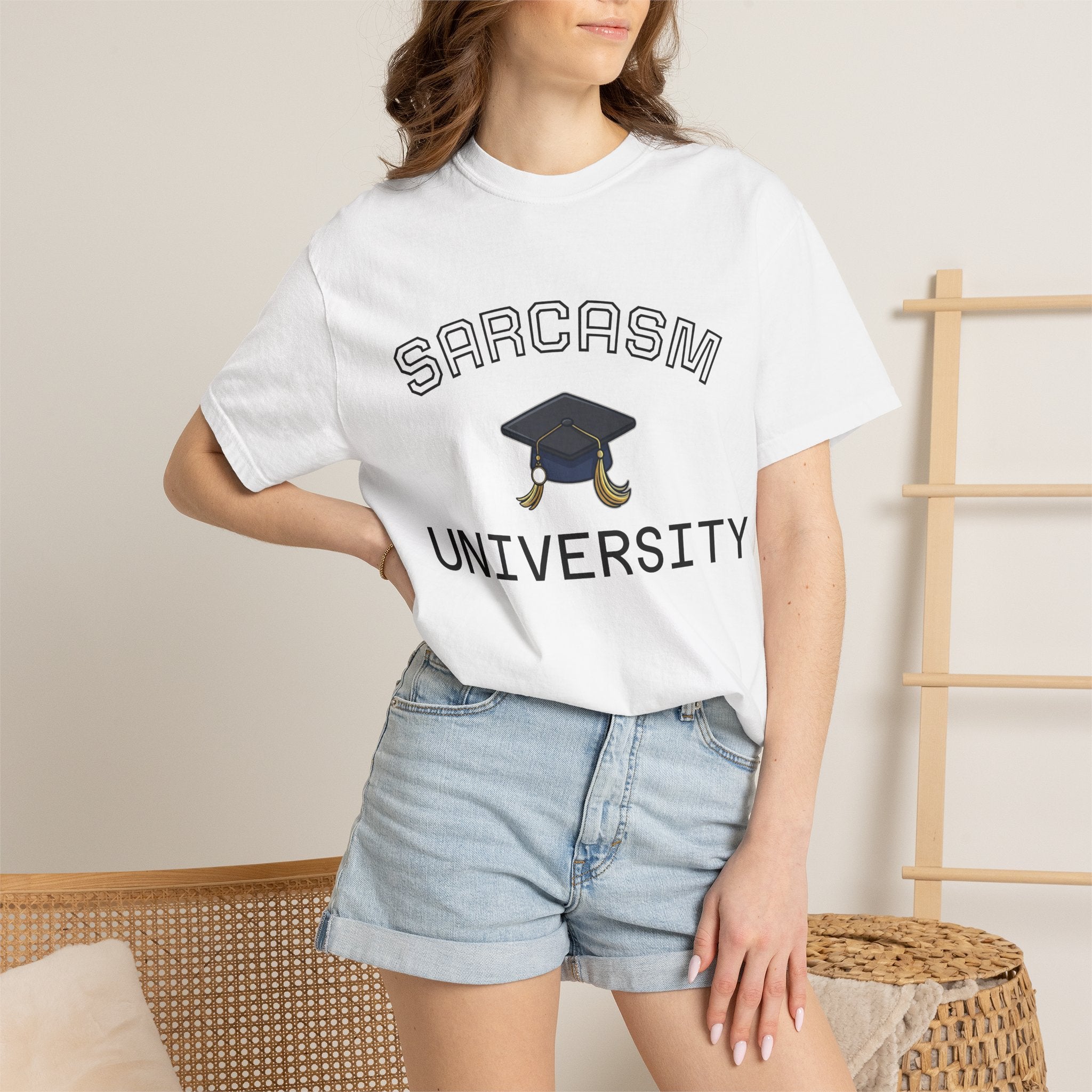 Sarcasm University T-Shirt — Funny Graduation Cap Tee for Grads & Students