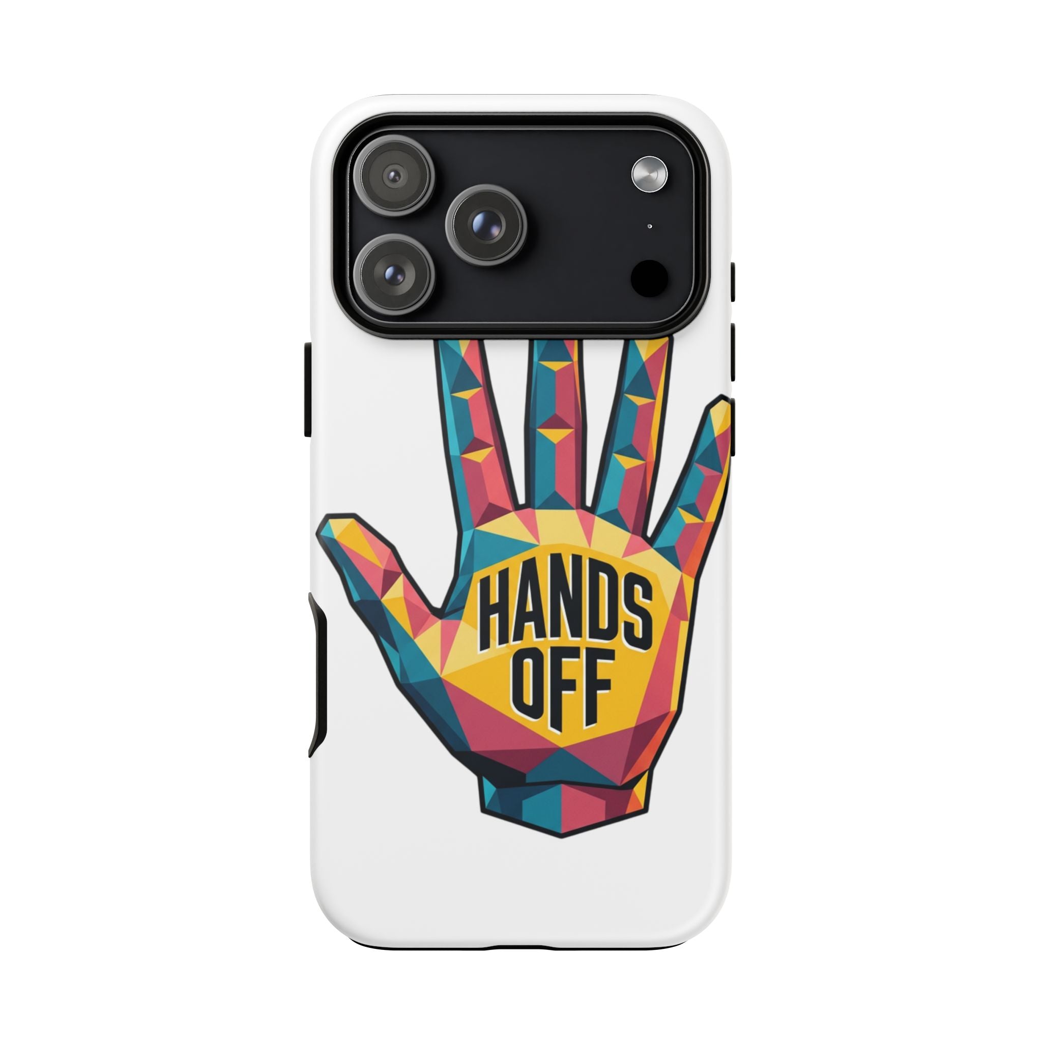 Hands Off Phone Case — Bold Geometric Palm Graphic